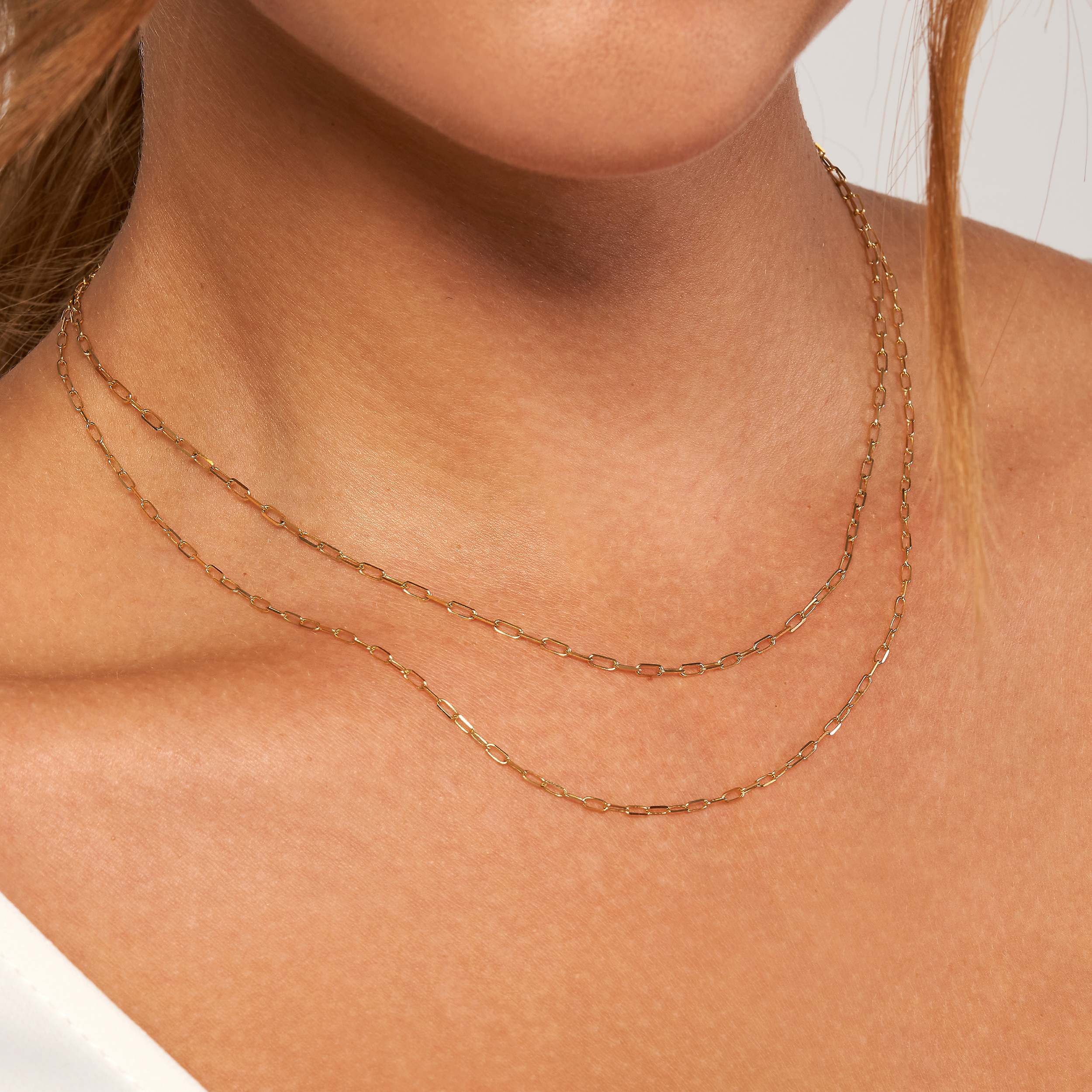 Paper Clip Chain Gold Necklace (1.95mm, 16 inches)