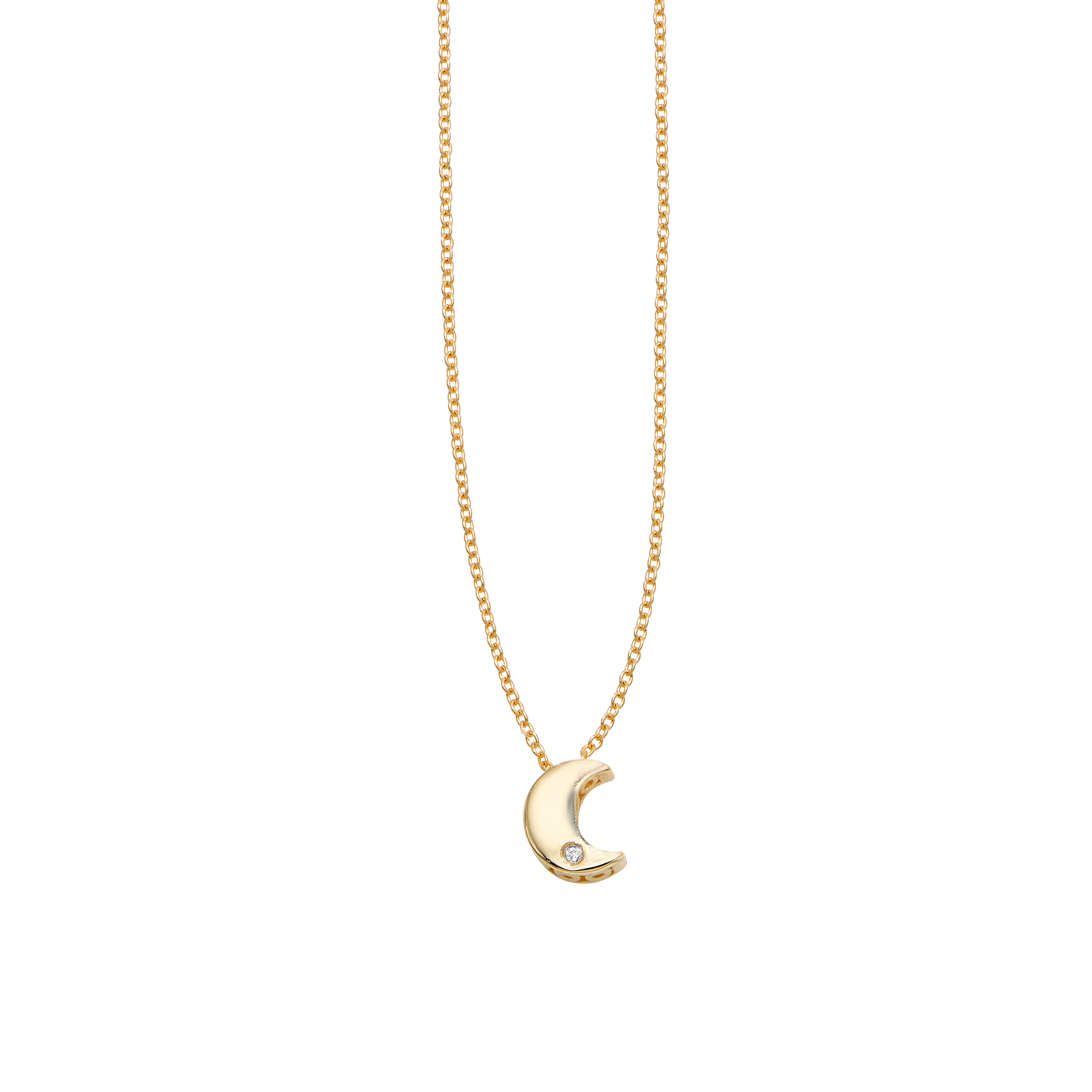 Crescent Moon Diamond Gold Necklace