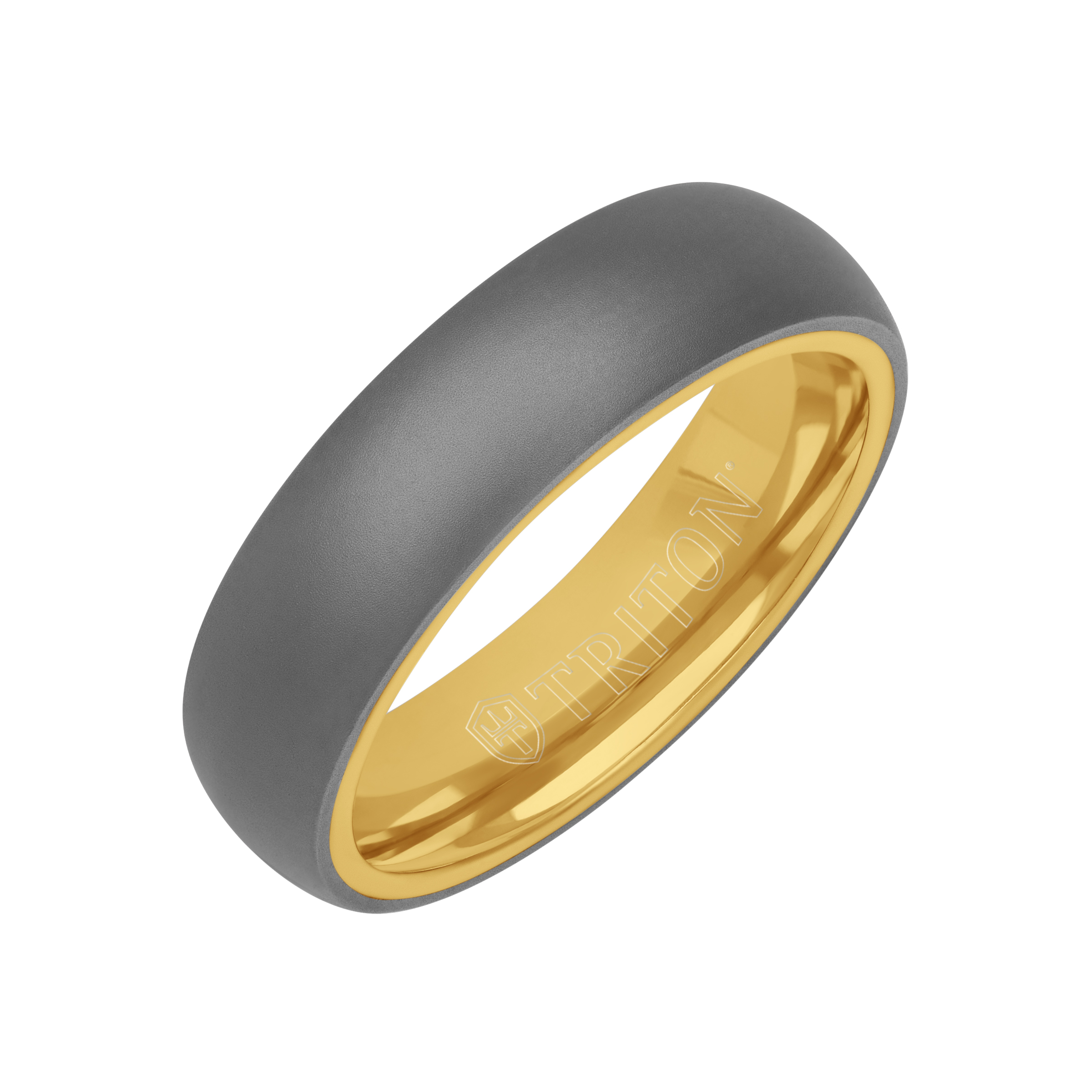 Matte Low Dome Tantalum With Gold Band (6mm)