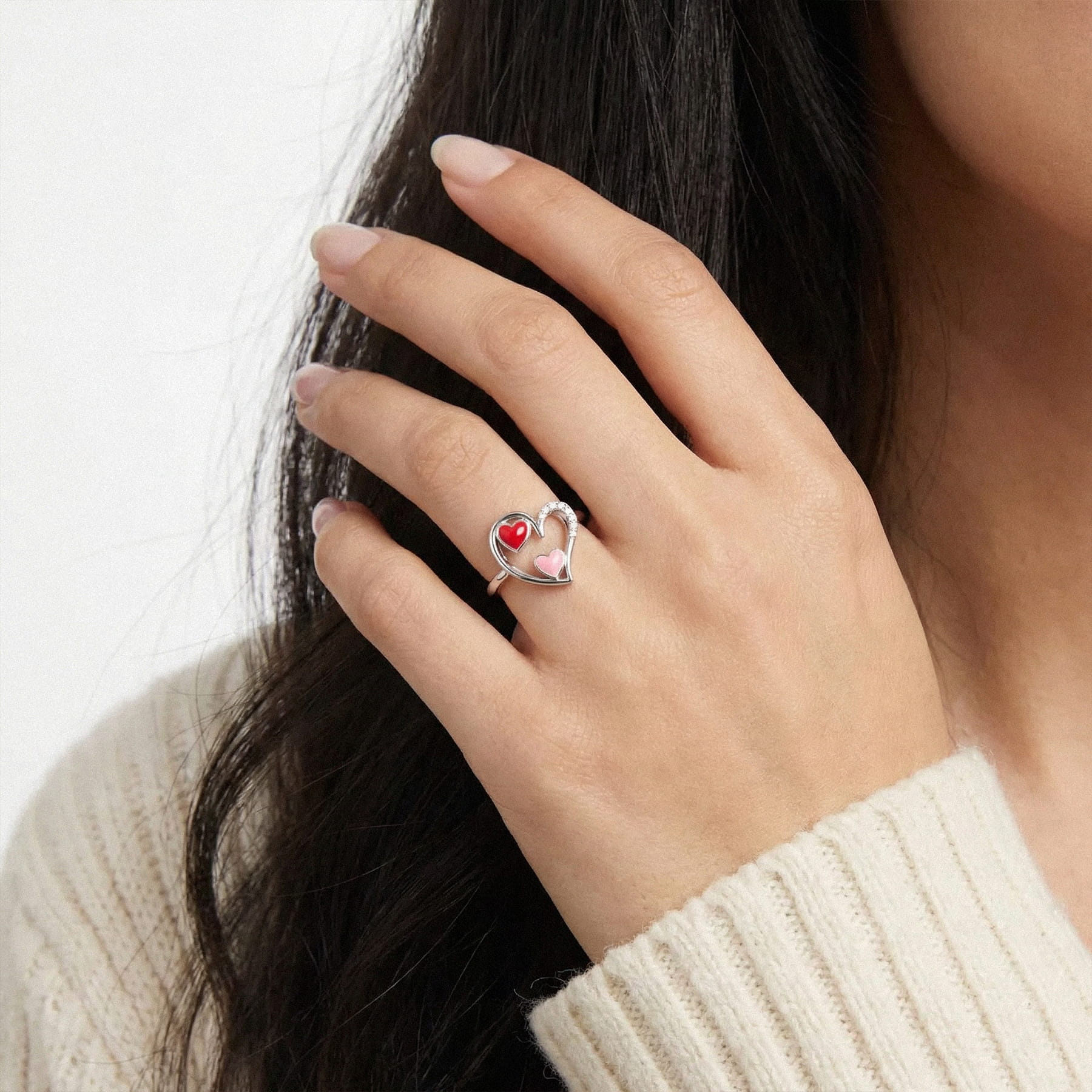 Duet Pave Heart Ring