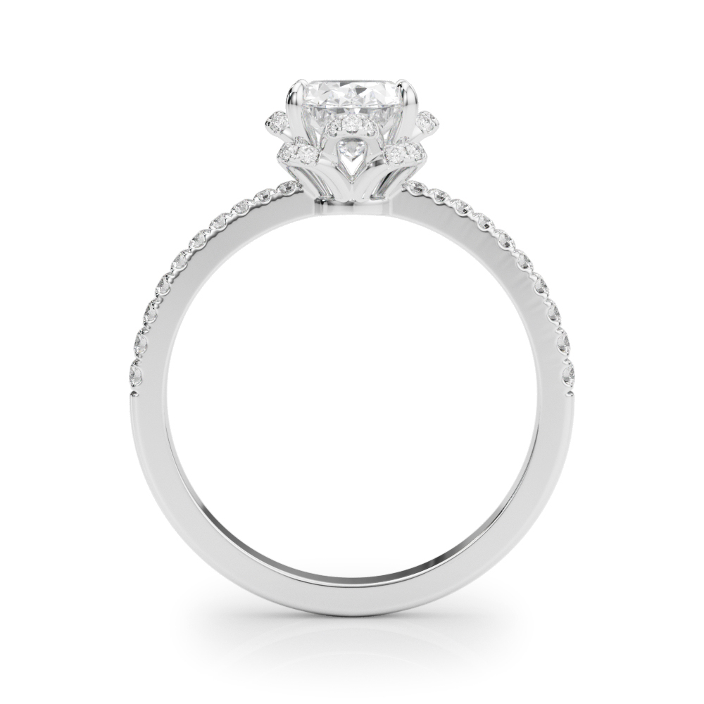 Mele Oval Diamond Pave Engagement Ring With Tulip Setting