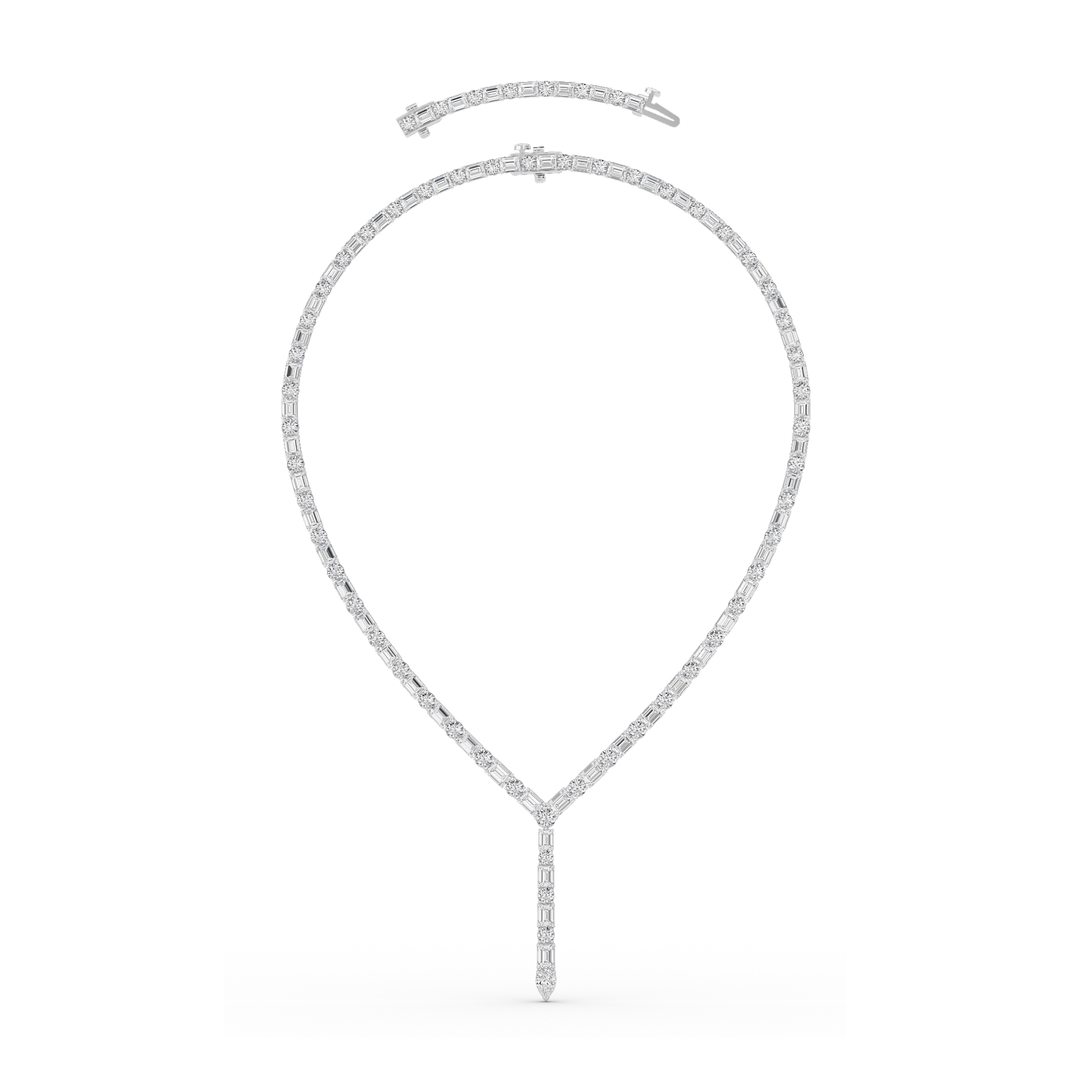 Adjustable Round & Emerald-Cut Lab Diamond Lariat Necklace (28.00 ct. tw.)