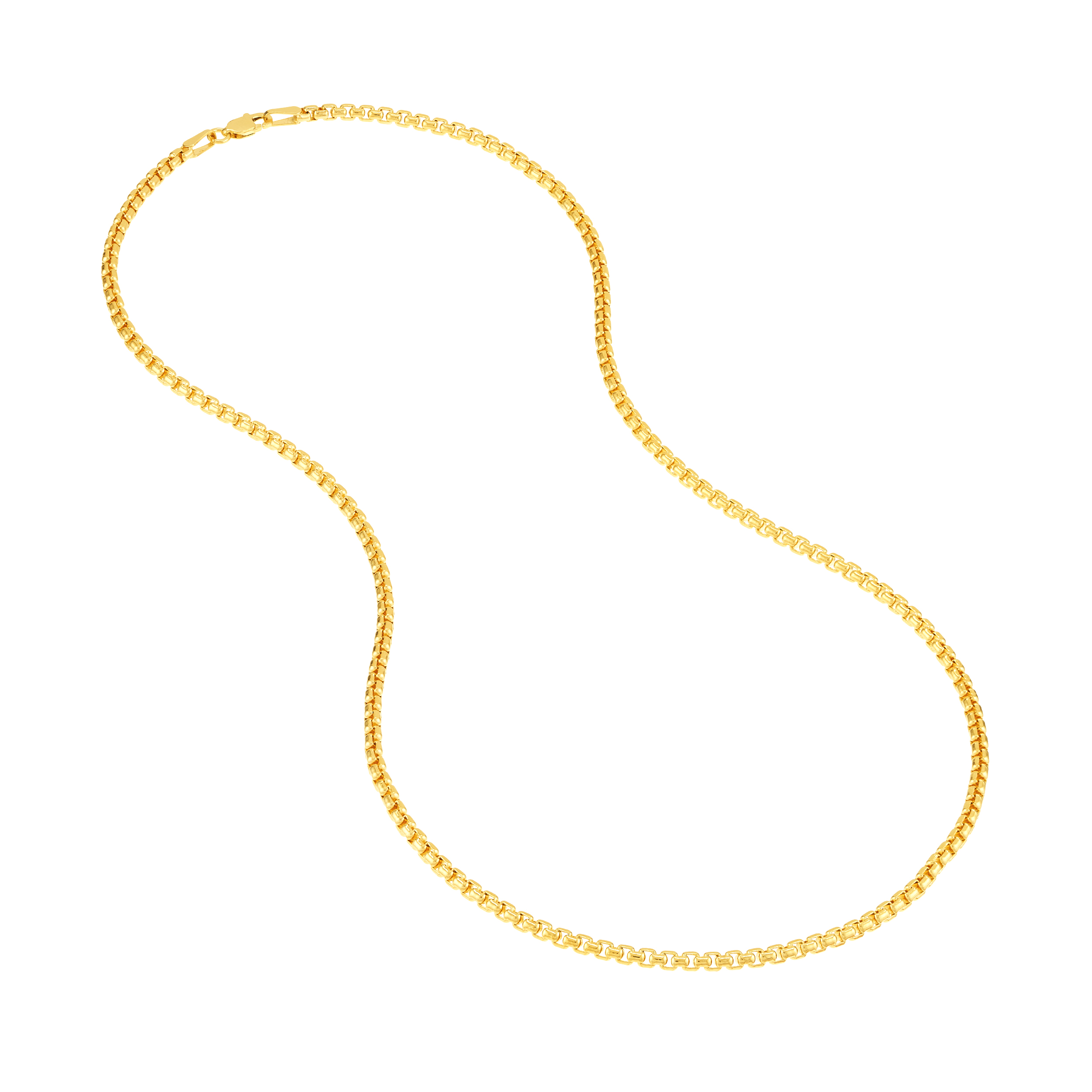 Rounded Box Chain Gold Necklace (2.7mm, 22 inches)