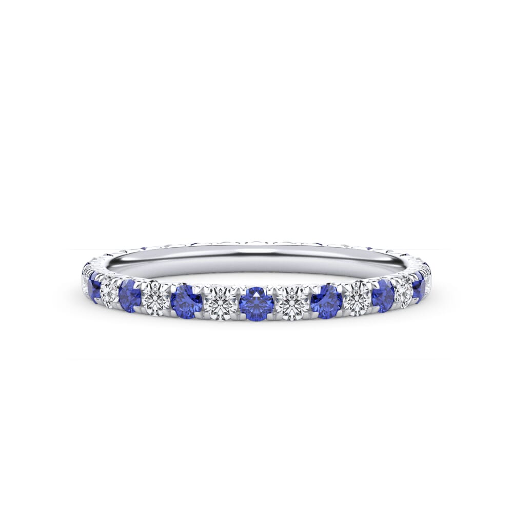 Sapphire and Diamond Pave Eternity Band