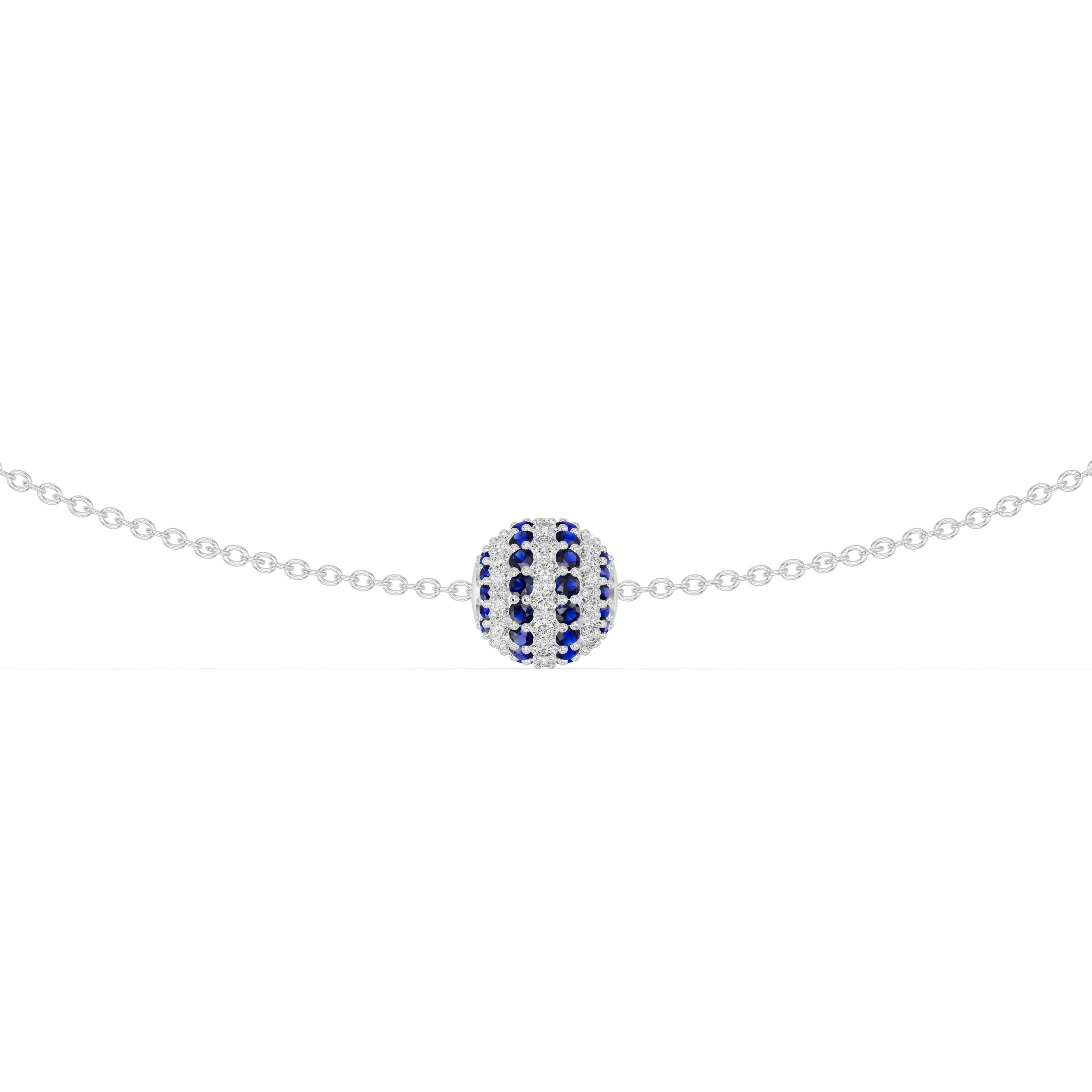 Sapphire and Diamond Pave Sphere Necklace