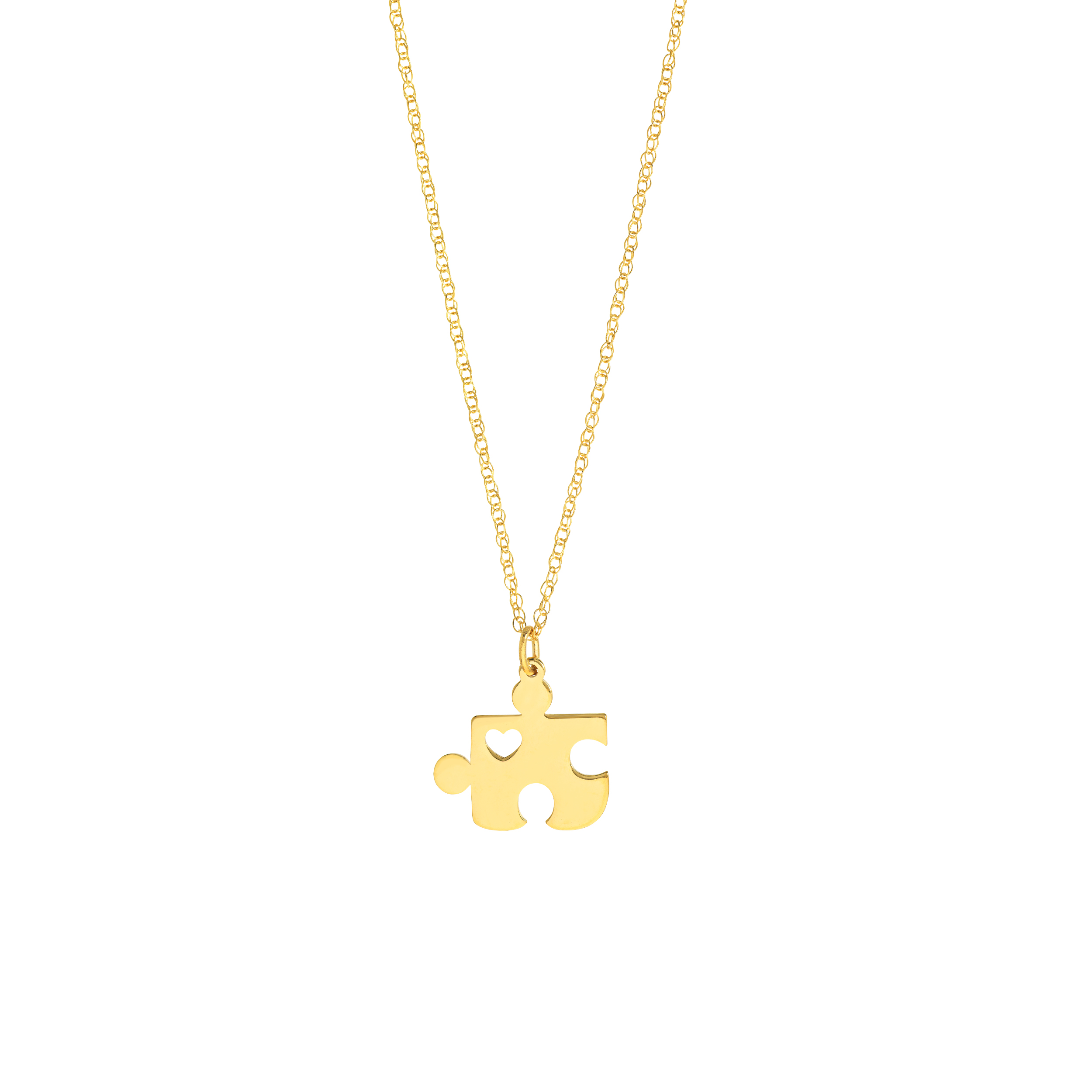 Puzzle Piece Heart Gold Necklace