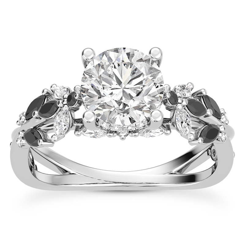 Butterfly And Bee Vine Twist Black Diamond Engagement Ring
