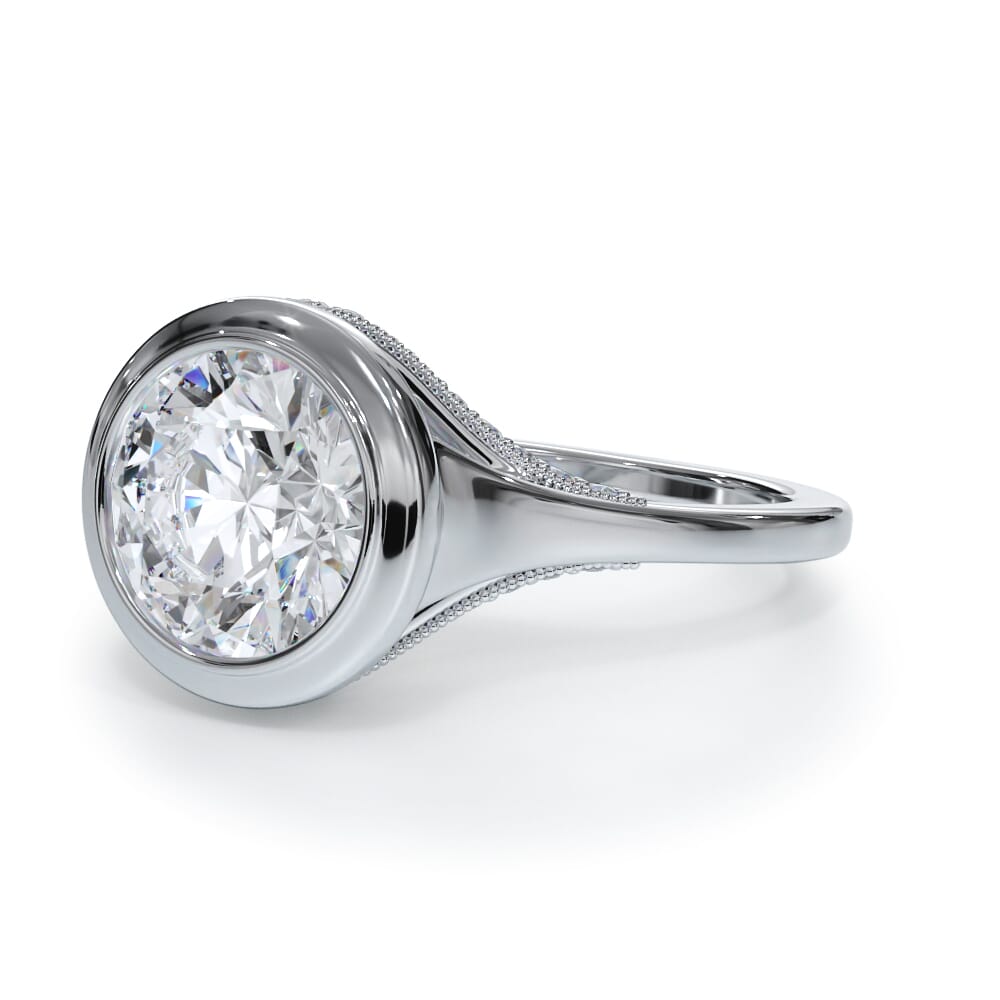 Cristalla Pave Profile Bezel Engagement Ring