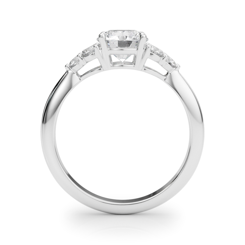 Edula Round Brilliant Engagement Ring With Diamond Clusters