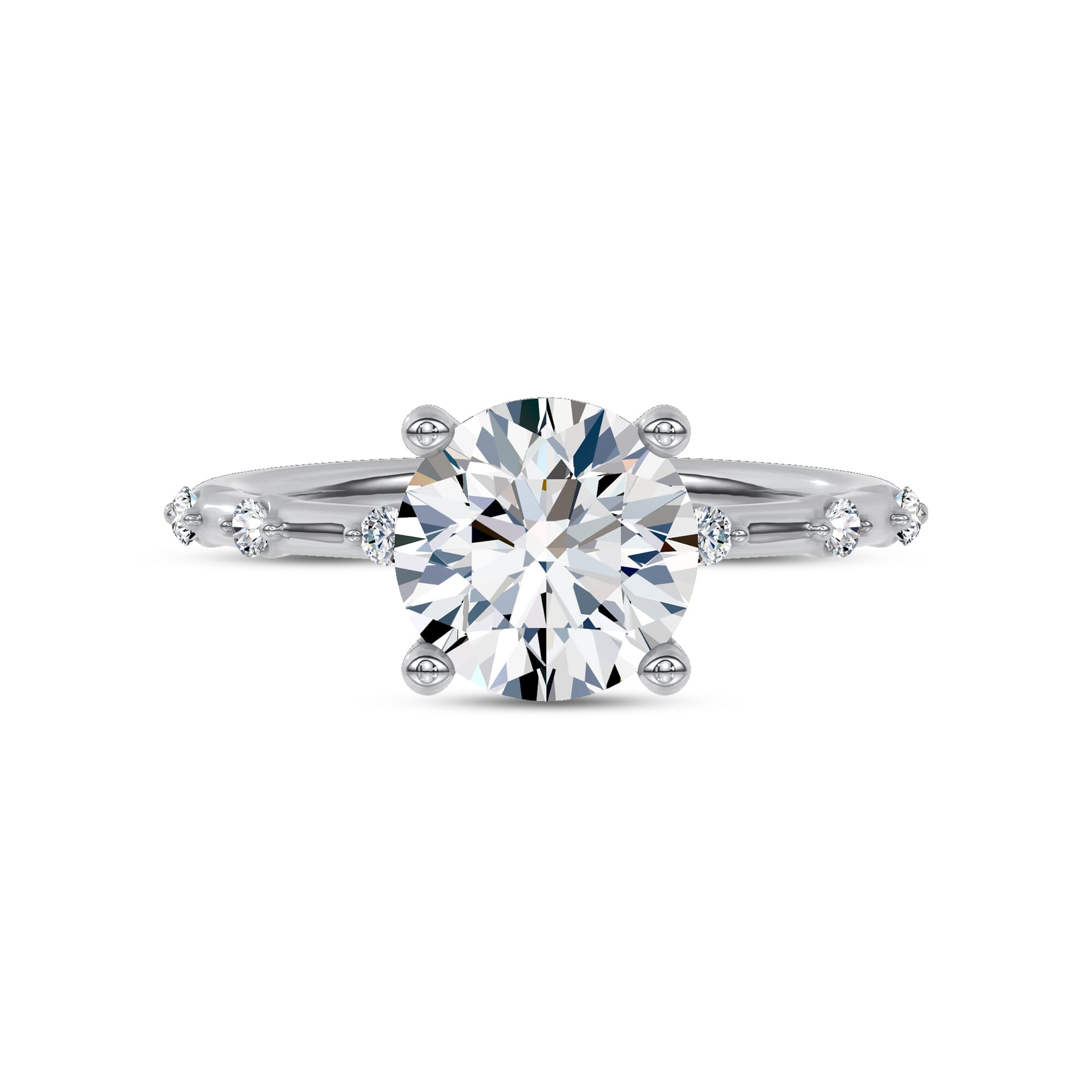 Starlight Spaced Hidden Halo Engagement Ring