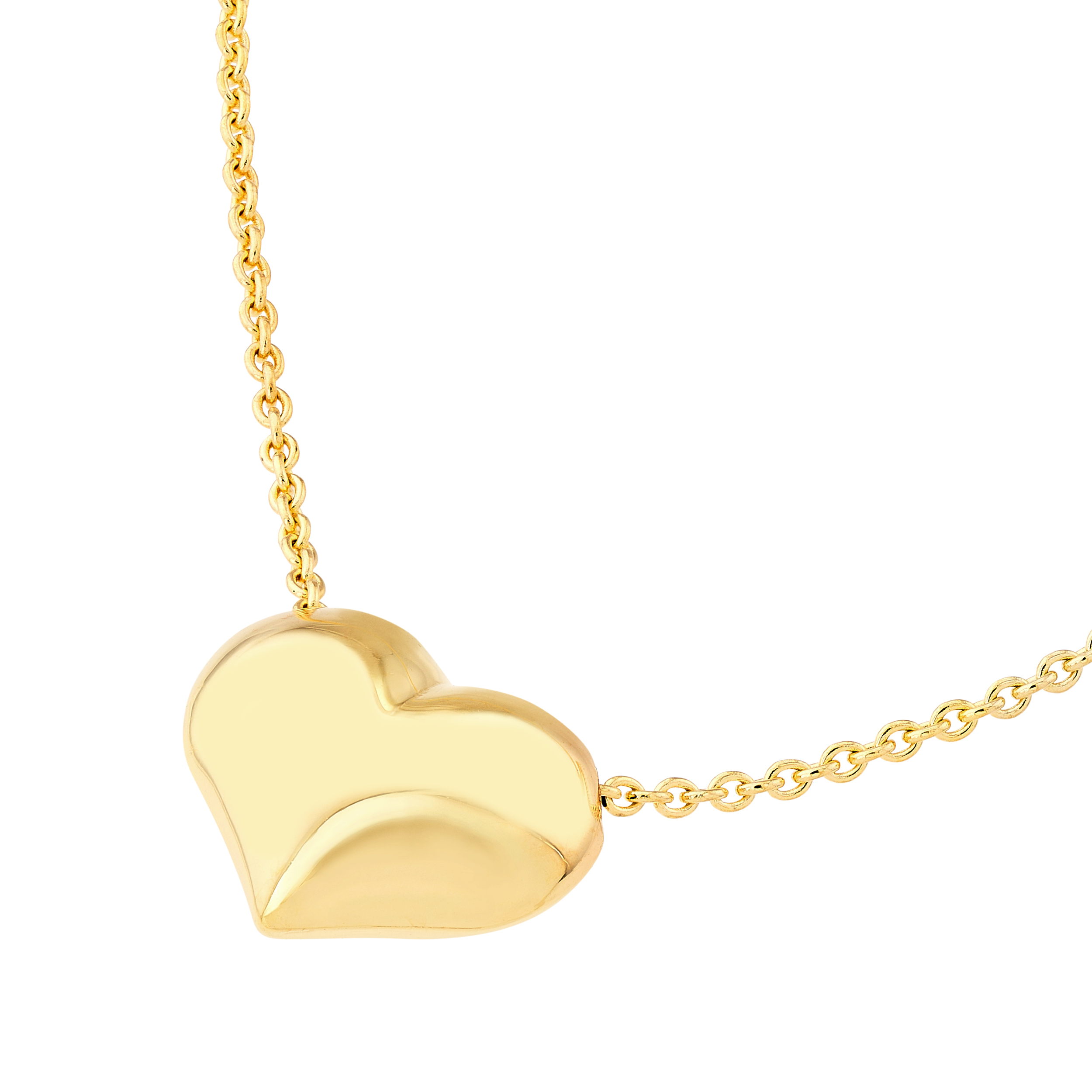 Puffed Heart Gold Necklace