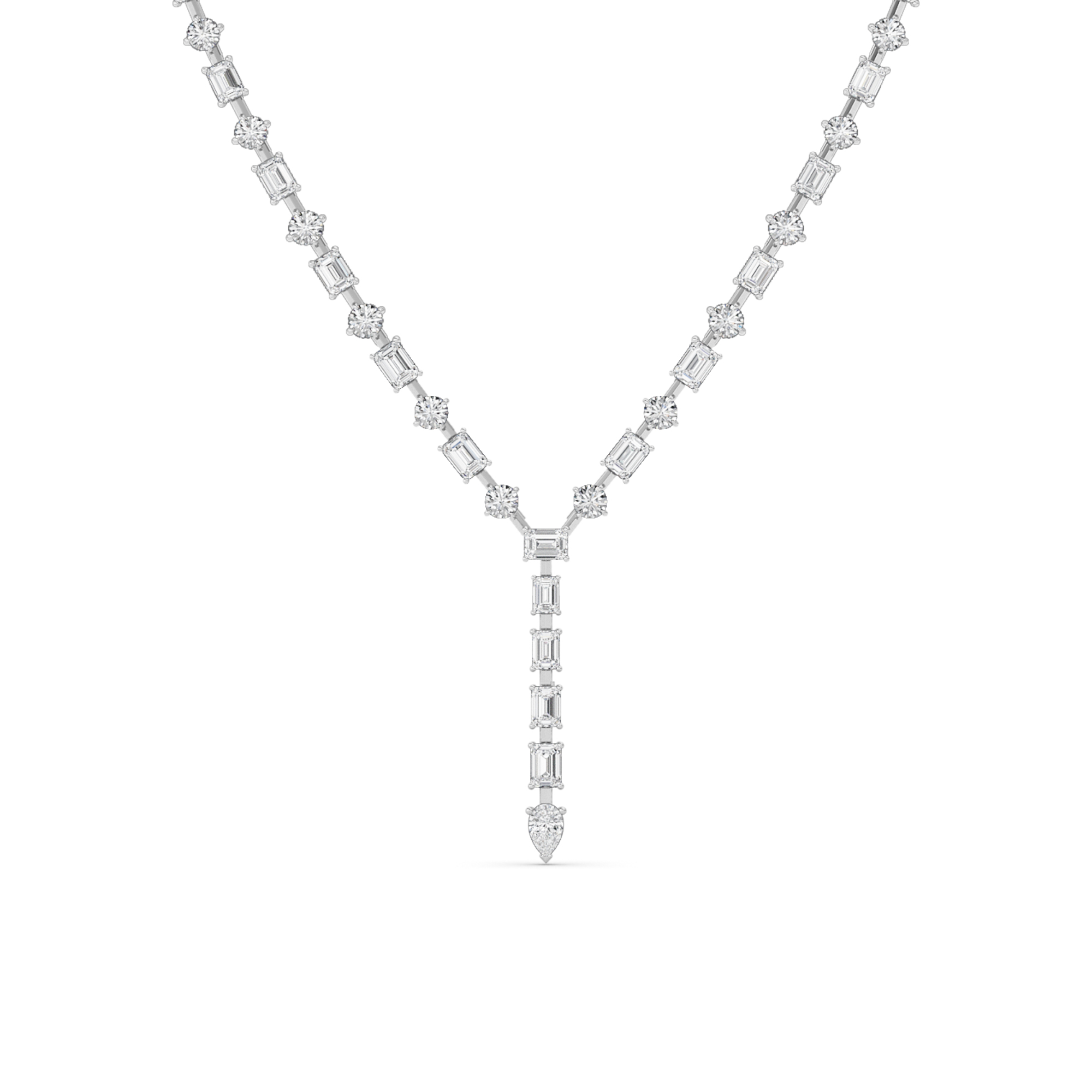 Adjustable Round & Emerald-Cut Lab Diamond Spaced Lariat Necklace (20.00 ct. tw.)