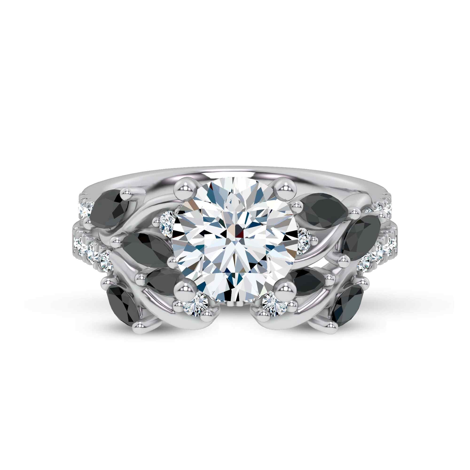 Hayden Curved Vine Black And White Diamond Band