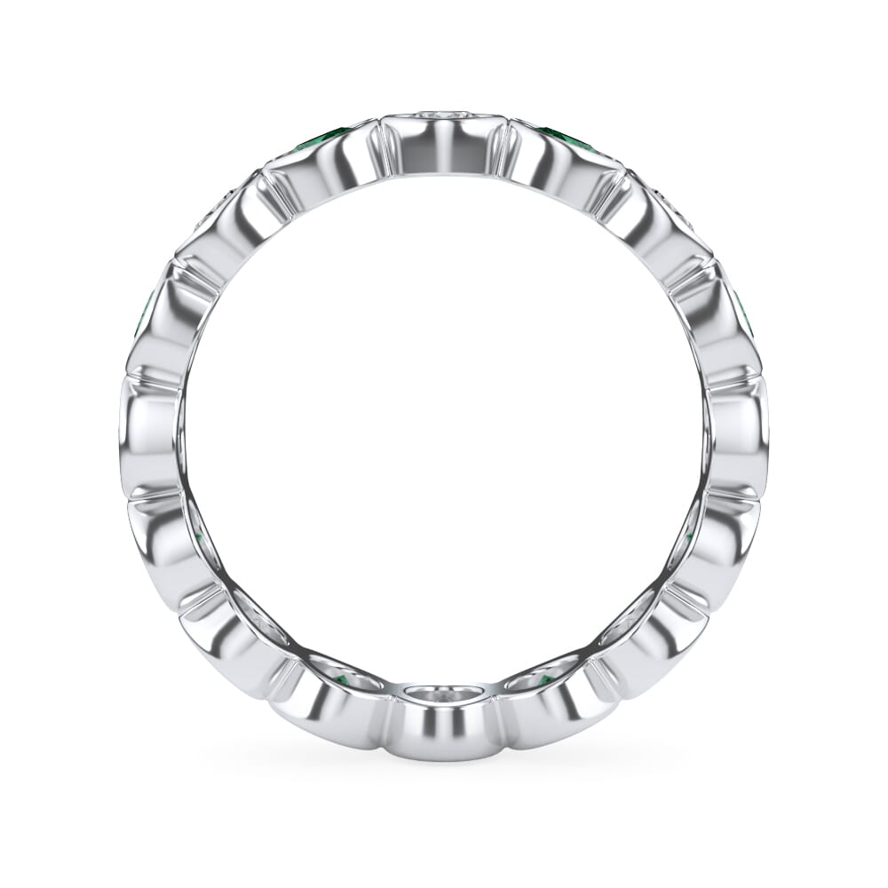 EmeraId and Diamond Bezel-Set Eternity Ring
