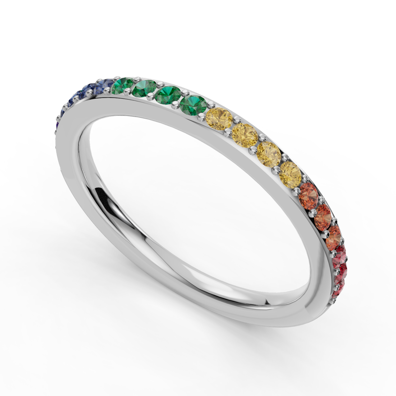 Rainbow Sapphire Half Eternity Band