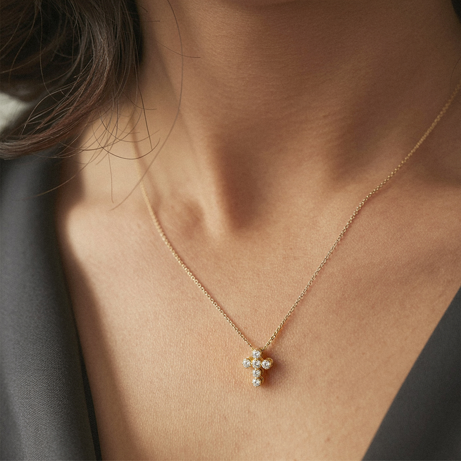 Petite Lab Diamond Cross Necklace