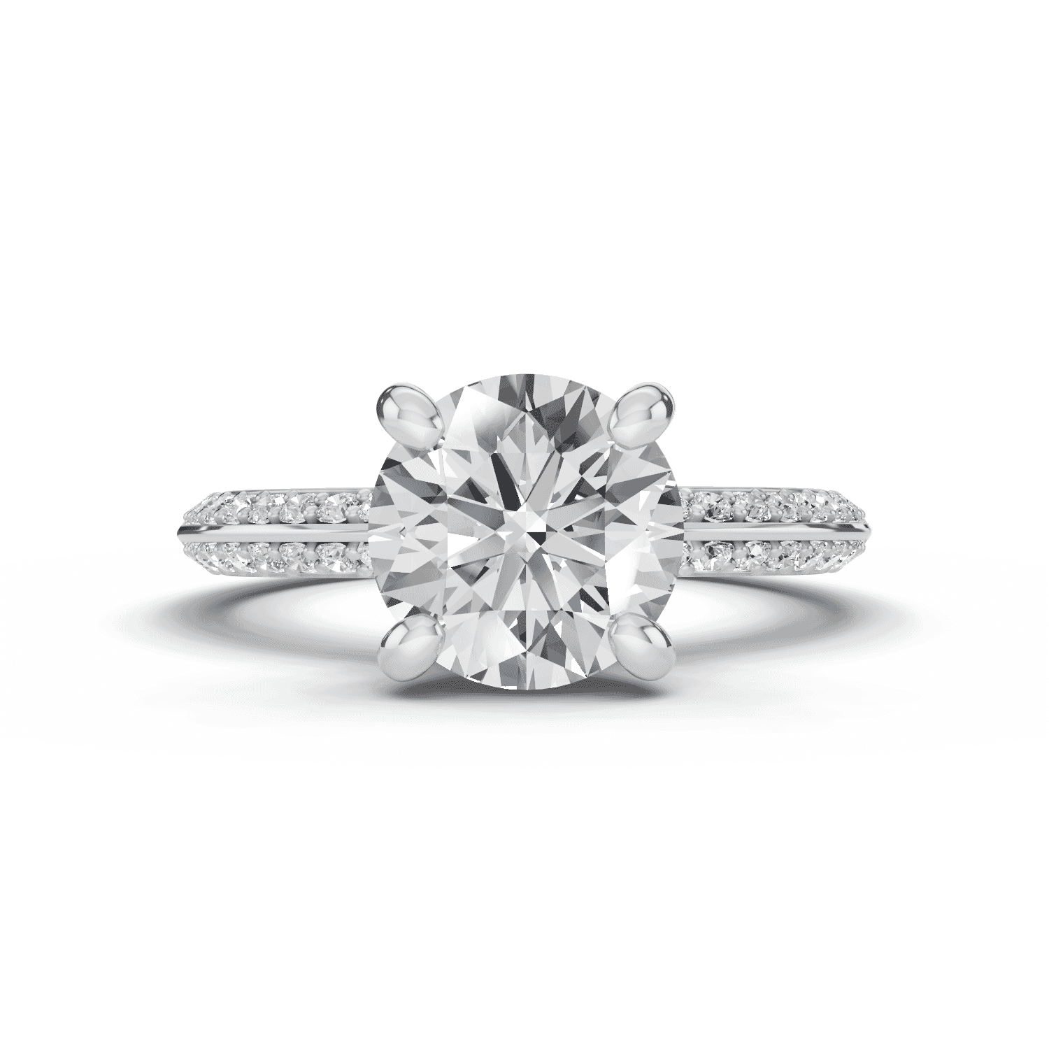 Signature Hearts and Arrows Pave Knife-Edge Engagement Ring