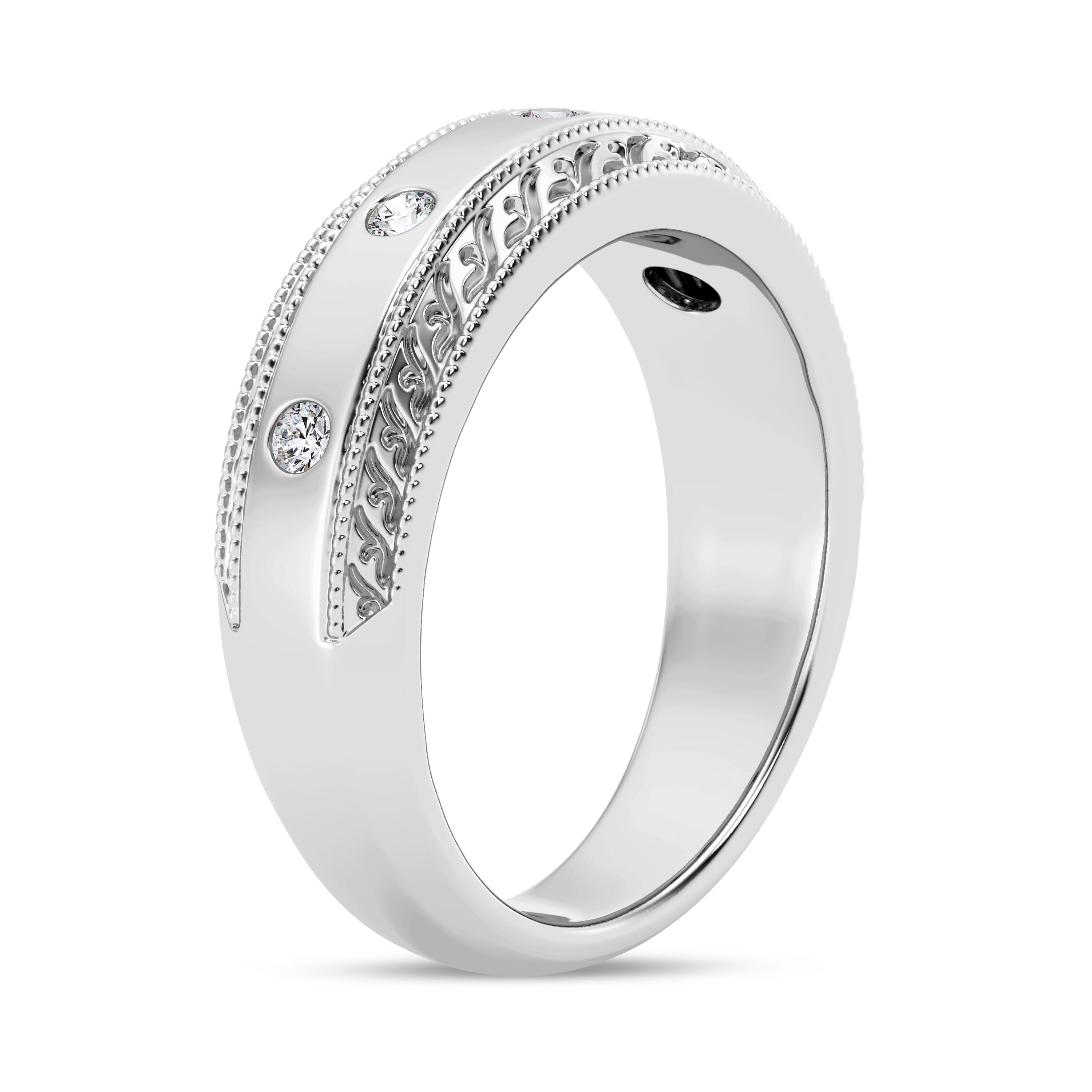 Engraved Diamond Milgrain Band (7.5mm)