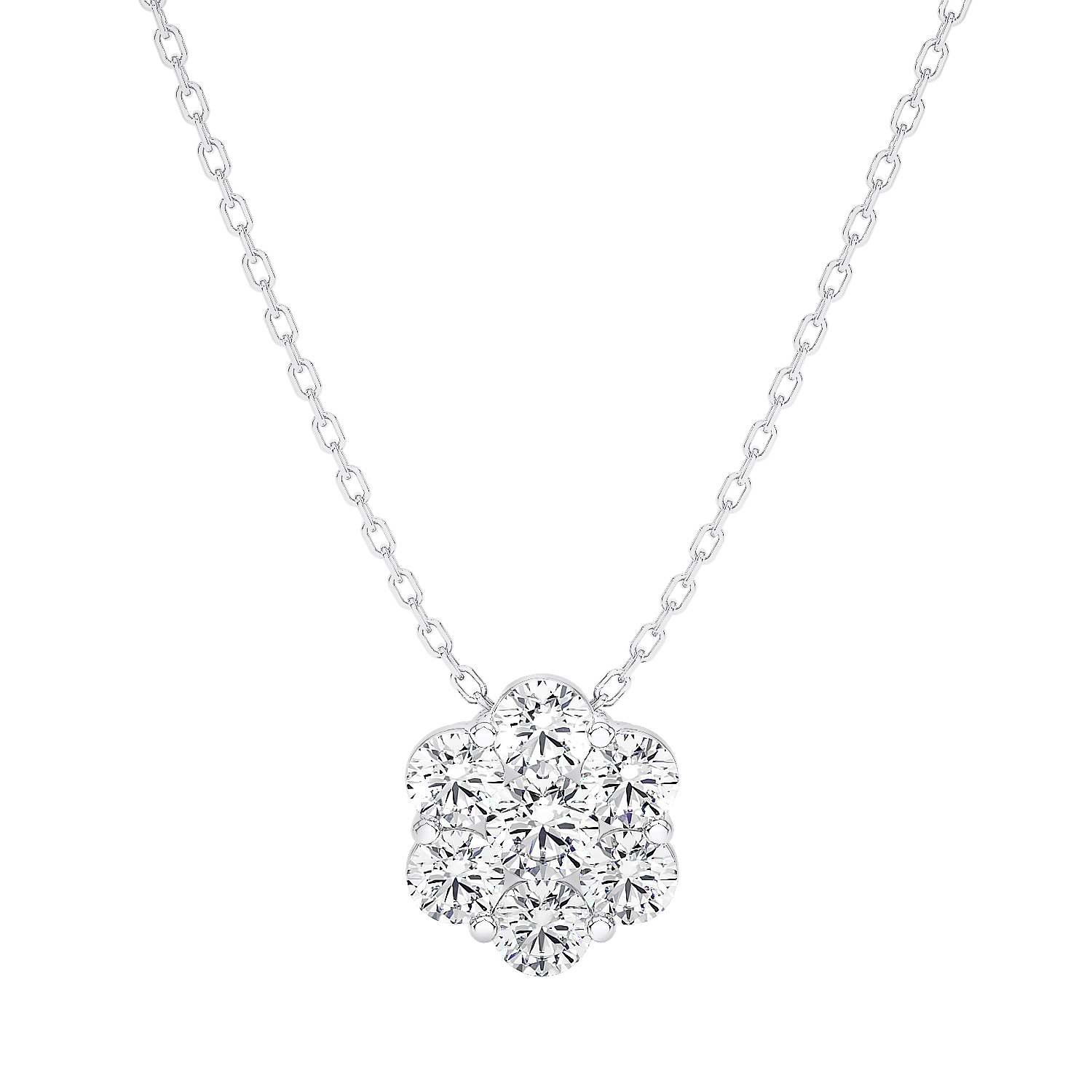 Floral Diamond Cluster Necklace