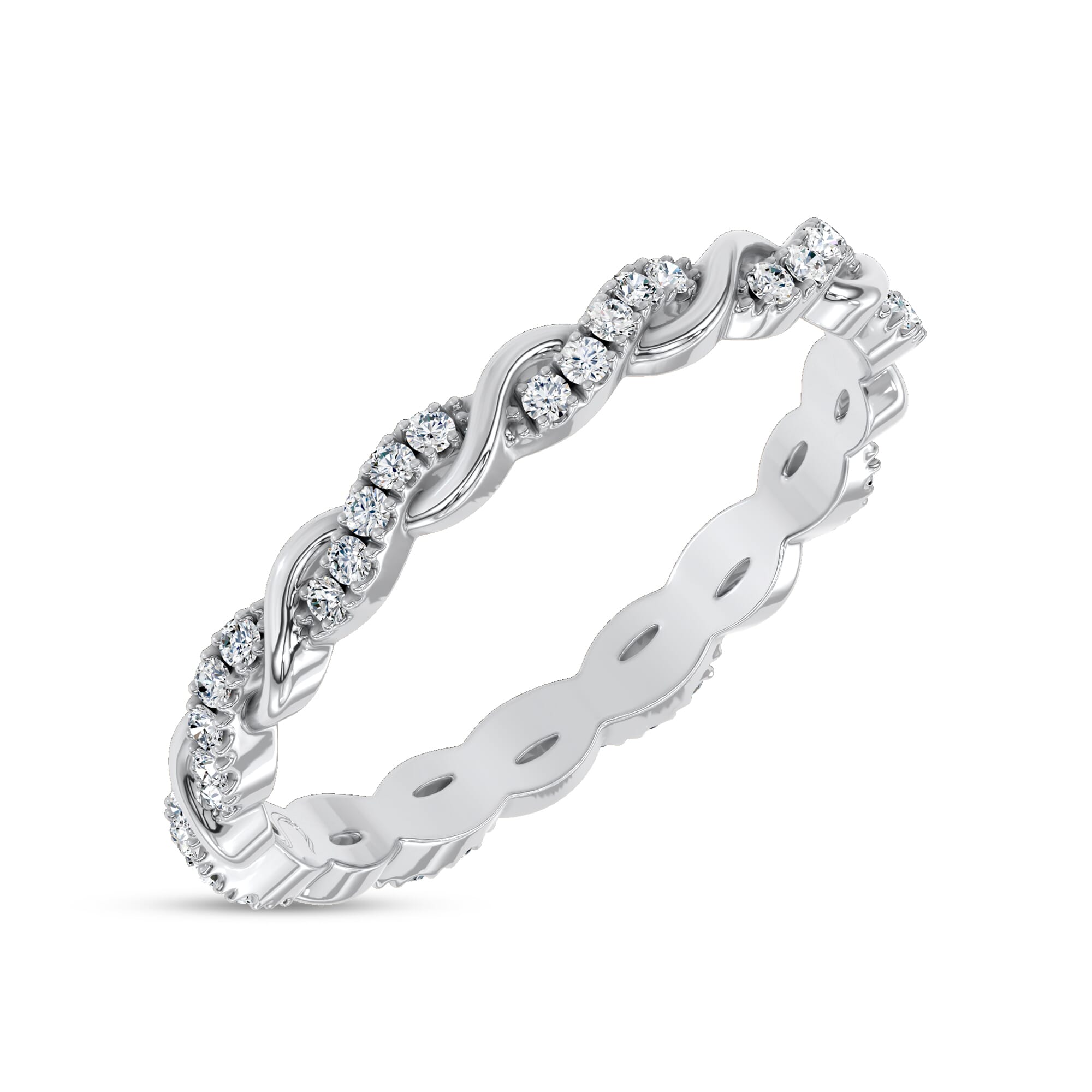 Woven Love Pave Diamond Eternity Band by Christian Siriano