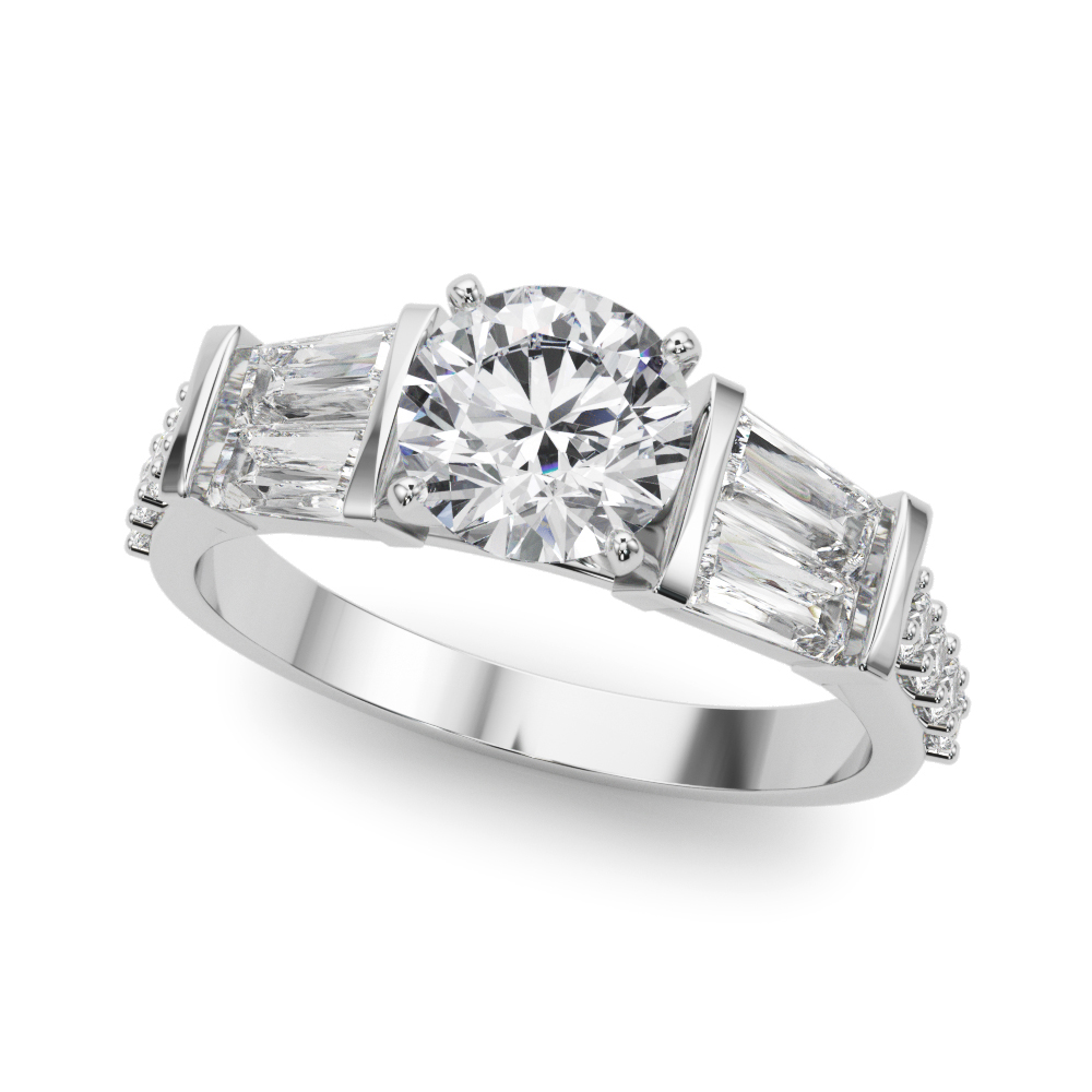 Diamoria Baguette And Pave Diamond Engagement Ring