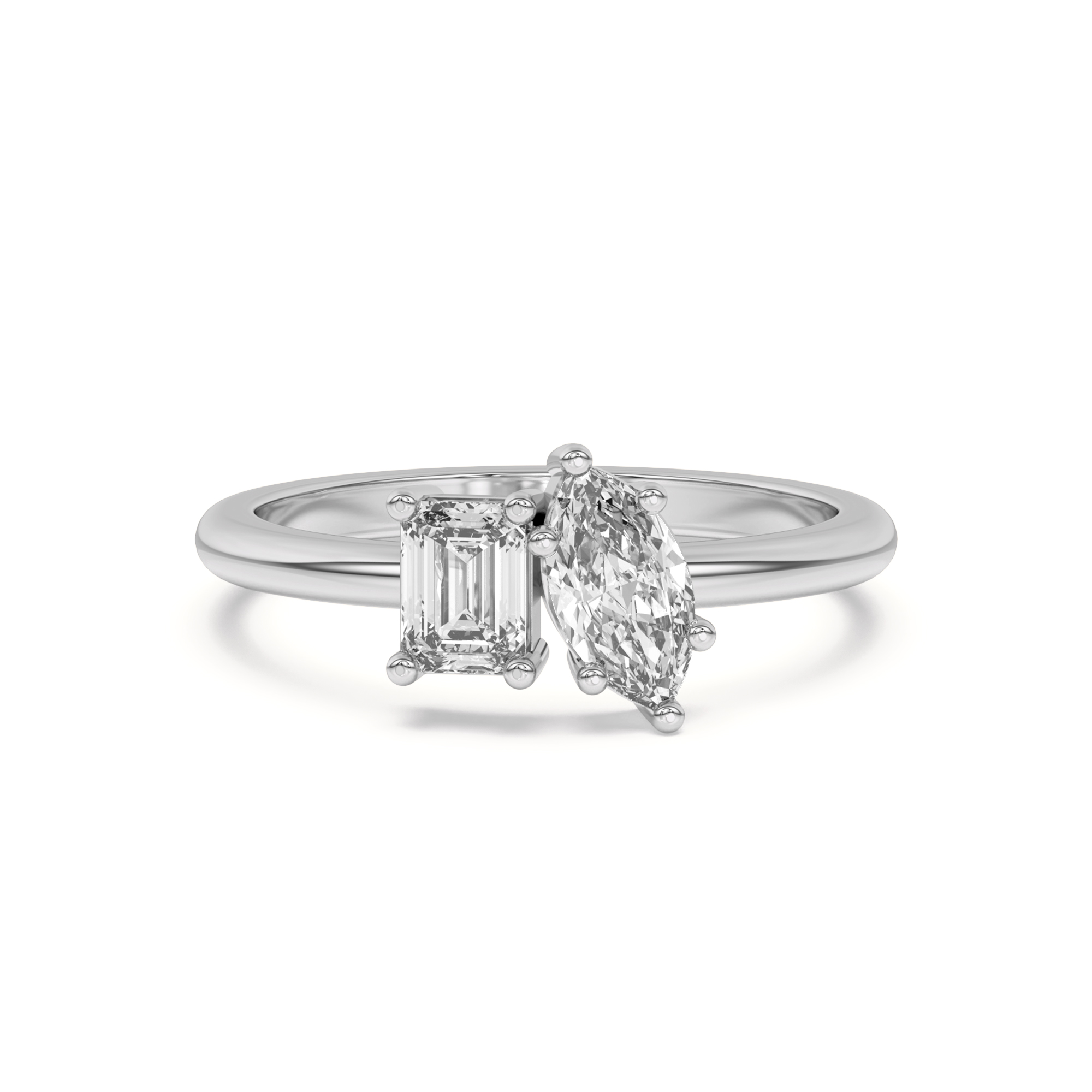 Toi et Moi Emerald and Marquise Lab Ring (1.00 cttw)