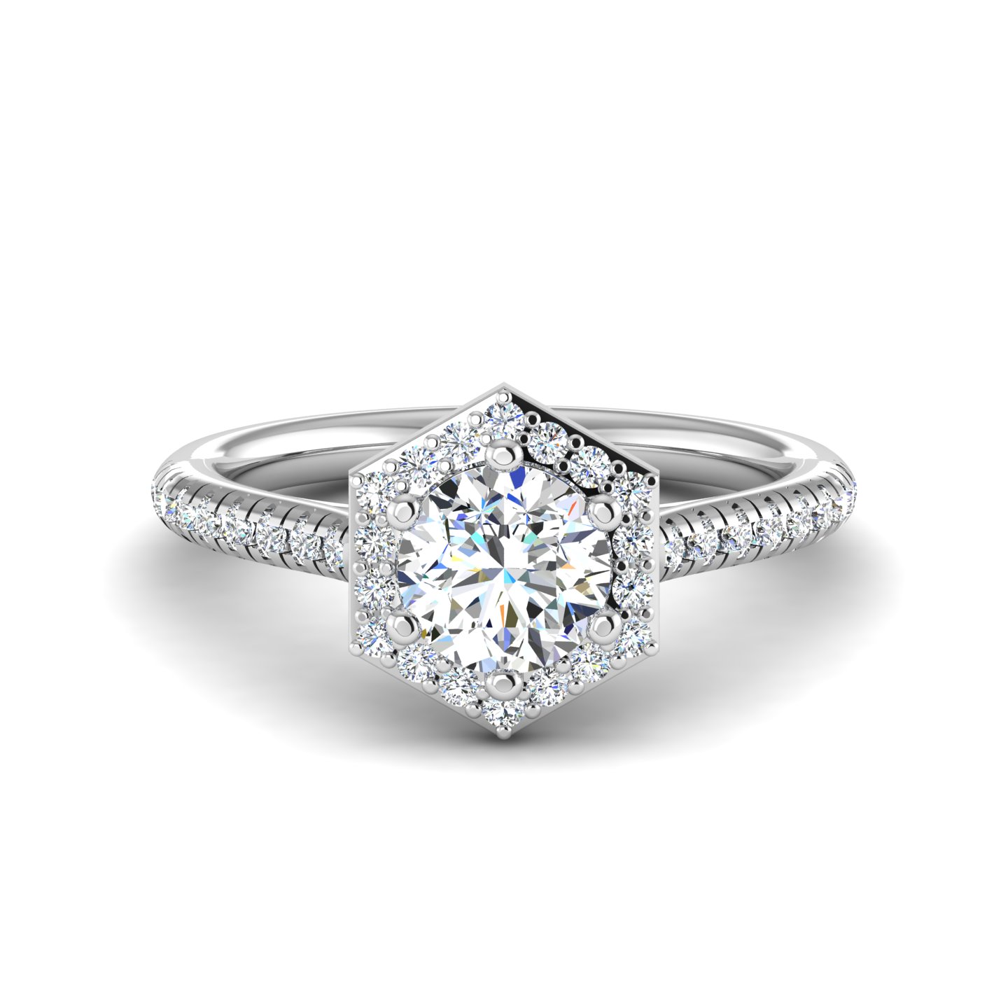 Mckinley Hexagon Halo Engagement Ring