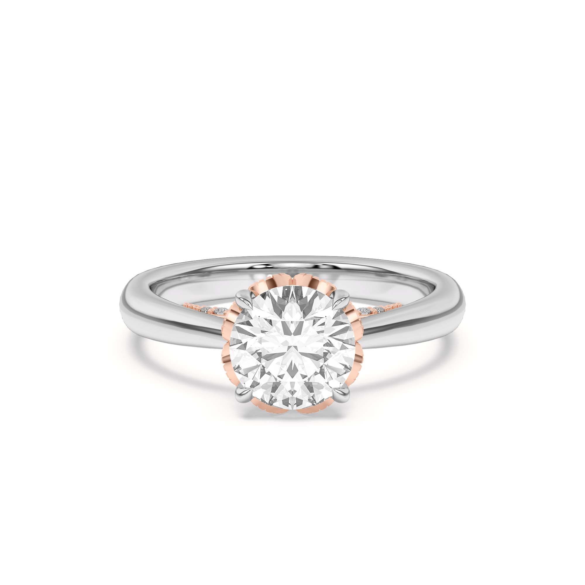 Roselle Petal Hidden Halo Engagement Ring