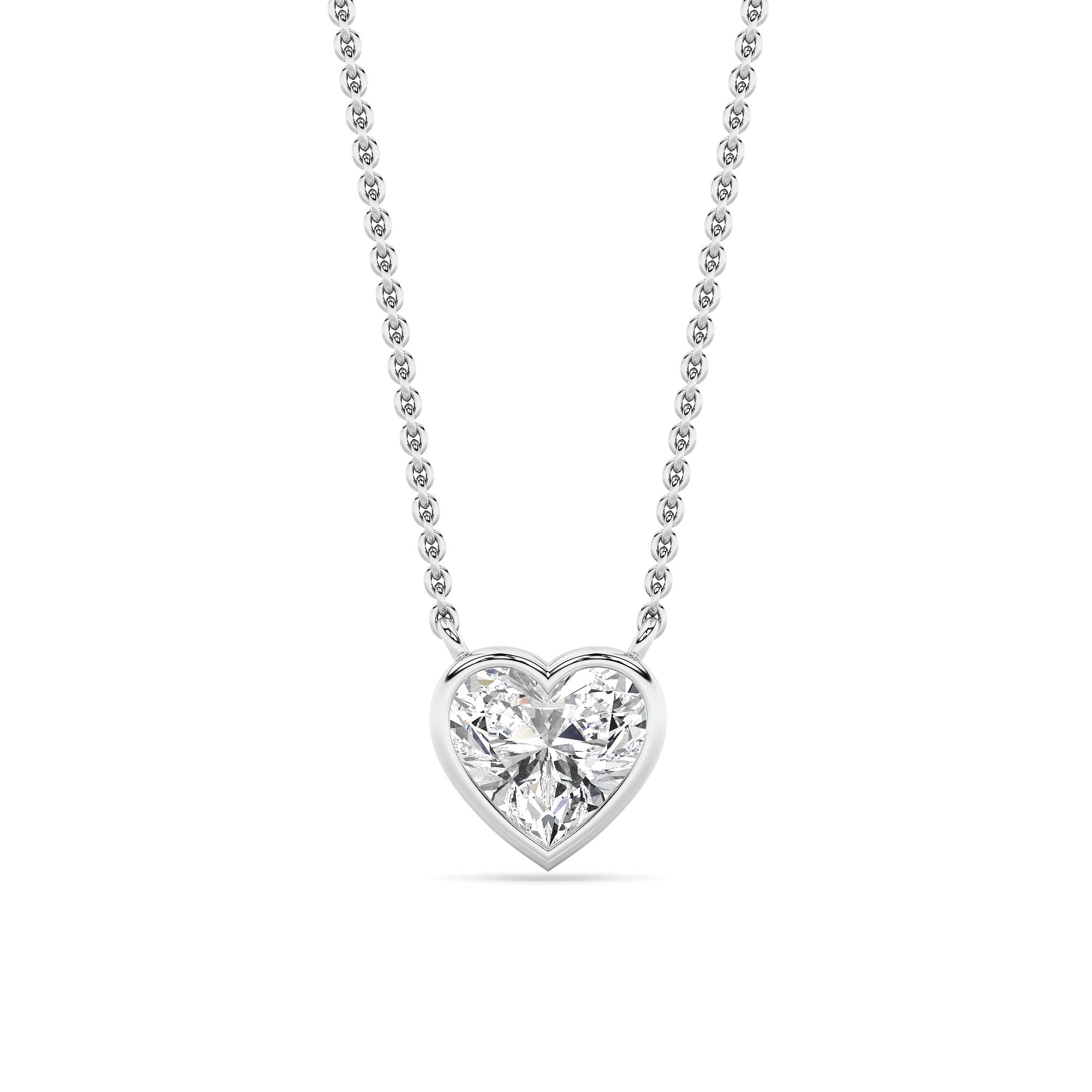 Bezel Heart Lab Diamond Necklace