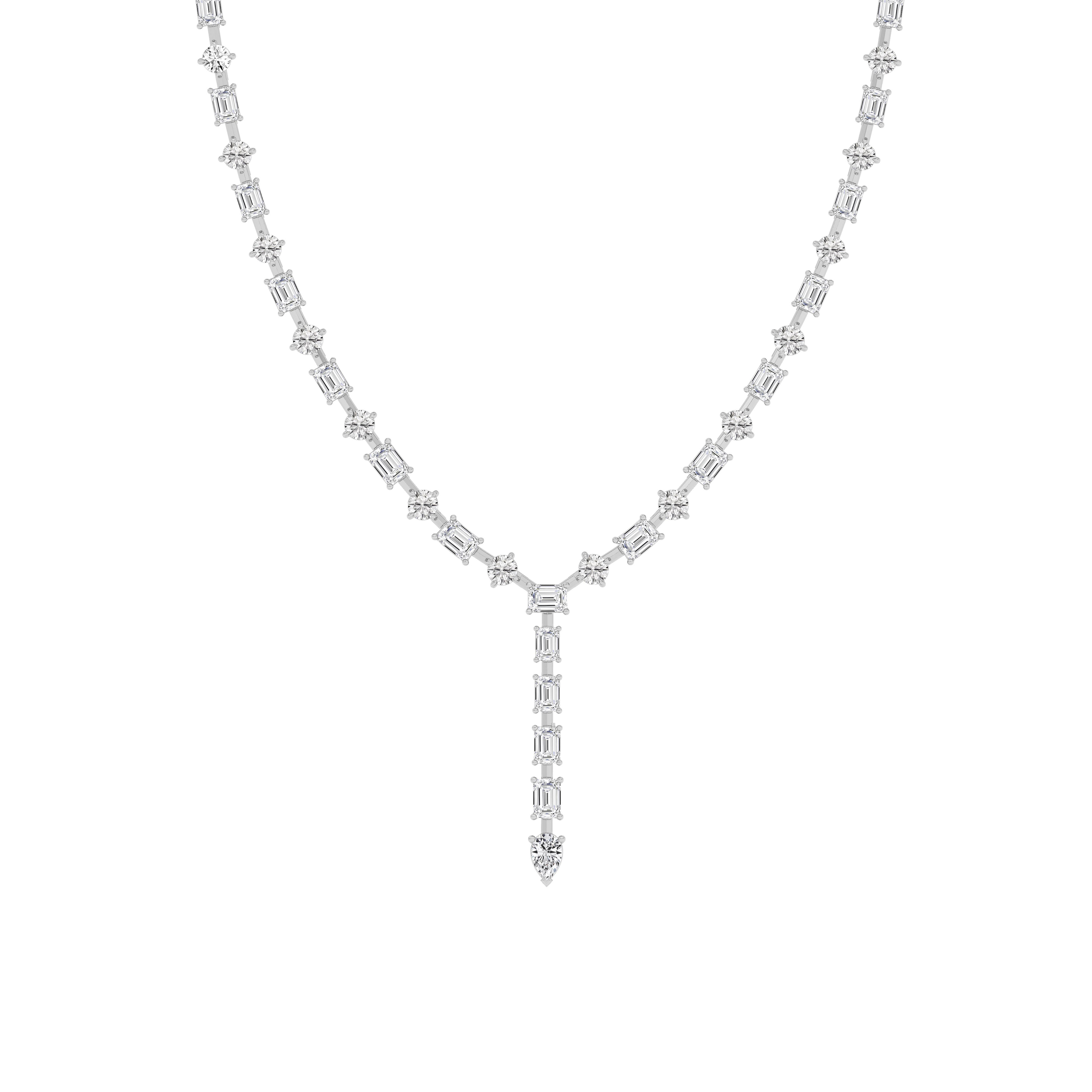 Adjustable Round & Emerald-Cut Lab Diamond Spaced Lariat Necklace (20.00 ct. tw.)