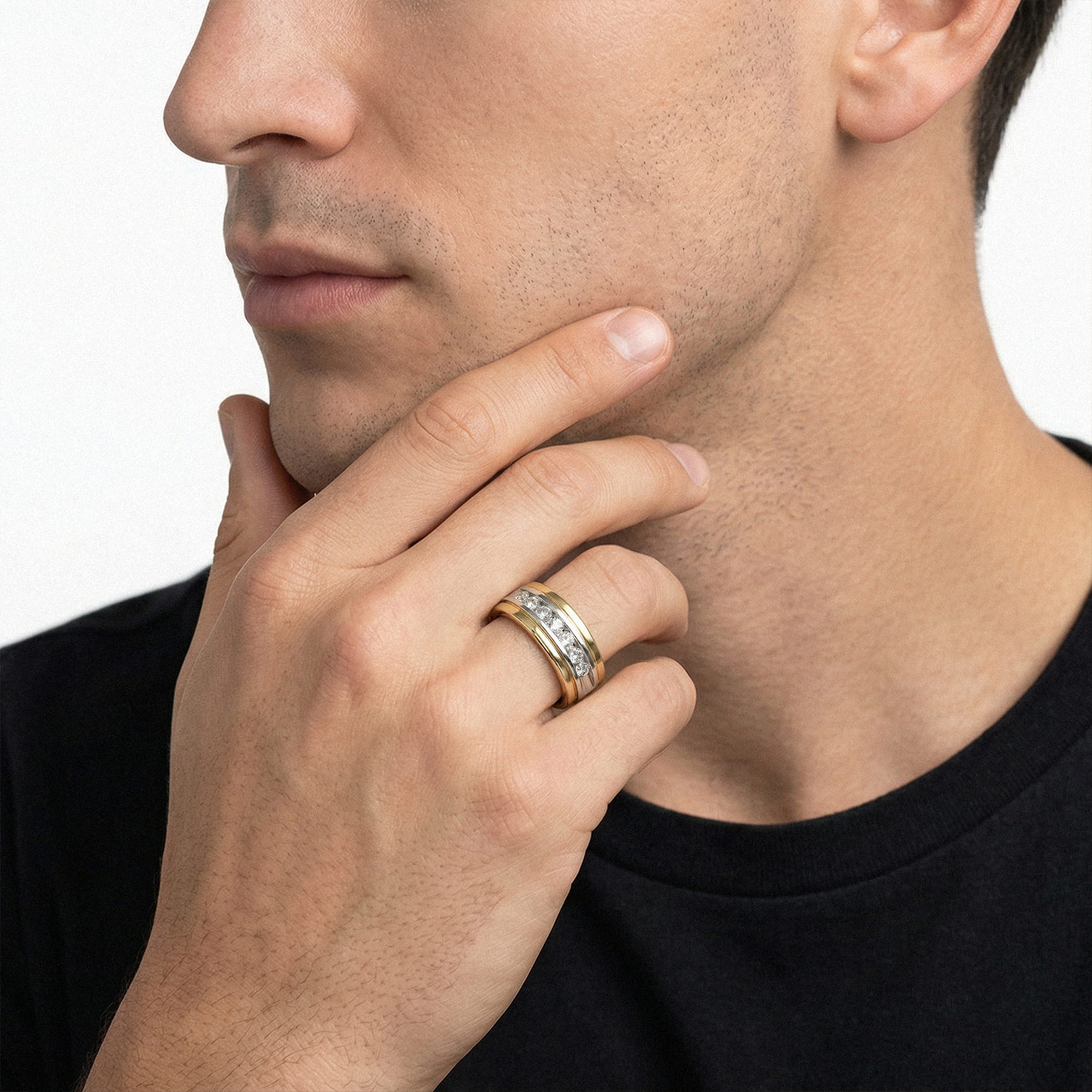 Two-Tone Diamond Channel Set Band