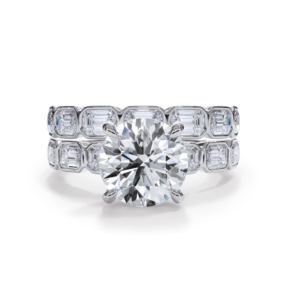 Bellora East-West Emerald-Cut Diamond Bezel Band