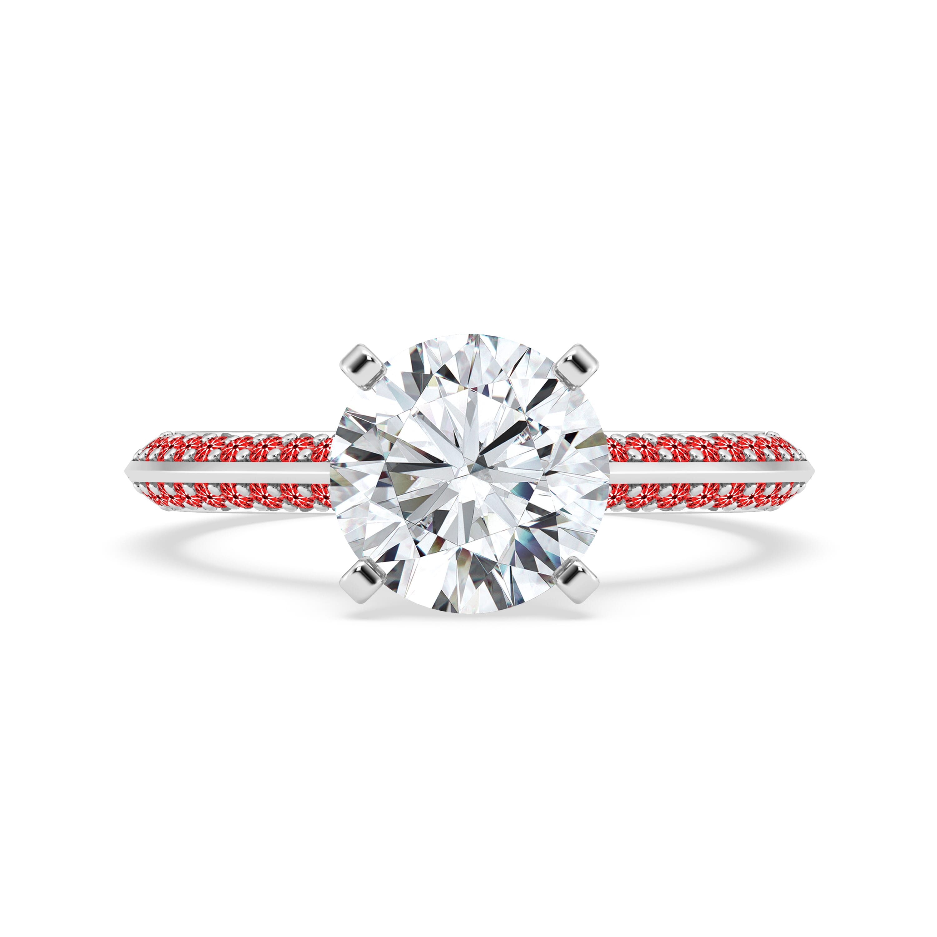 Signature Hearts and Arrows Pave Cathedral Knife-Edge With Hidden Halo Engagement Ring