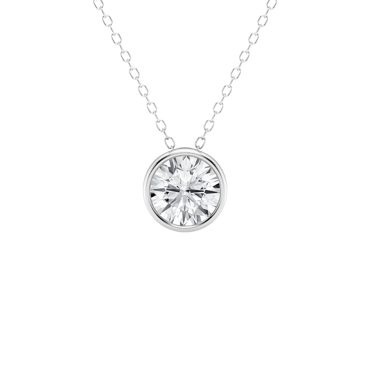 Modern Bezel Round Lab Diamond Necklace