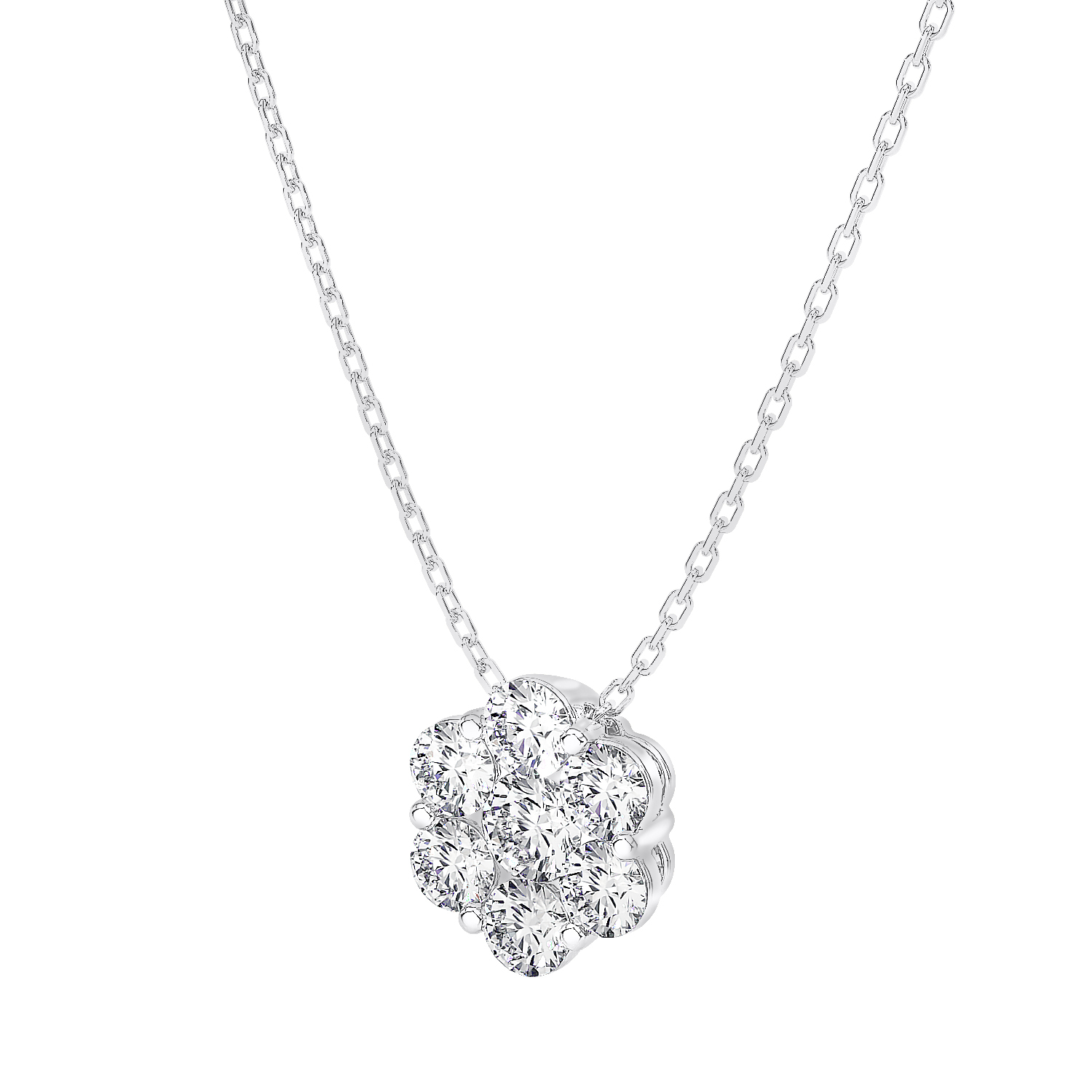 Floral Diamond Cluster Necklace