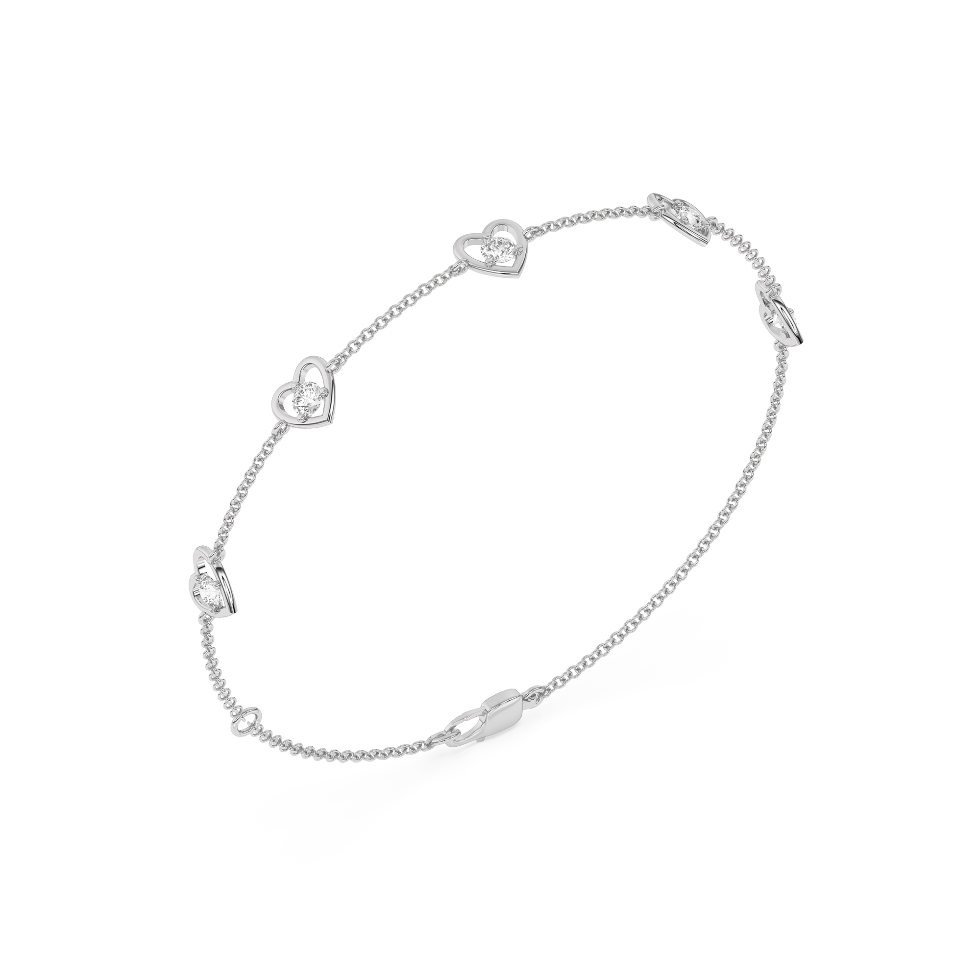 Heart Embrace Diamond Five-Station Bracelet