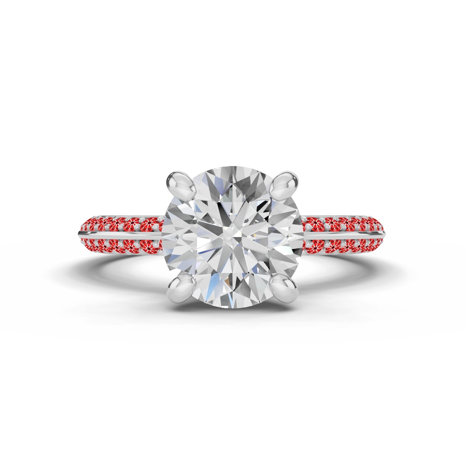 Signature Hearts and Arrows Hidden Halo Pave Knife-Edge Engagement Ring