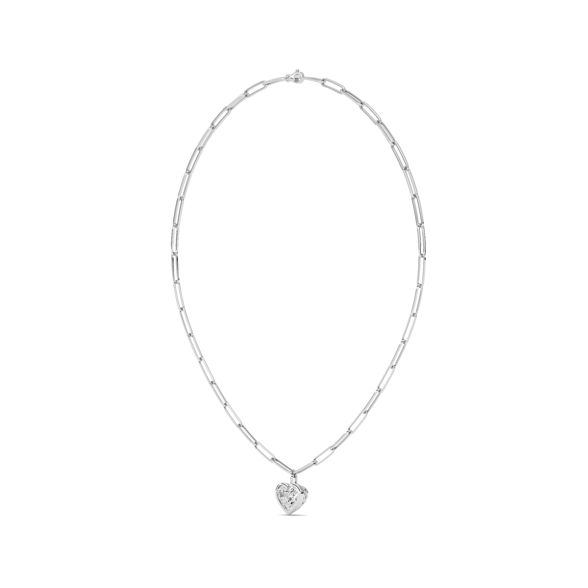 Paperclip Chain Bezel Heart Lab Diamond Necklace (4.00 ct.)