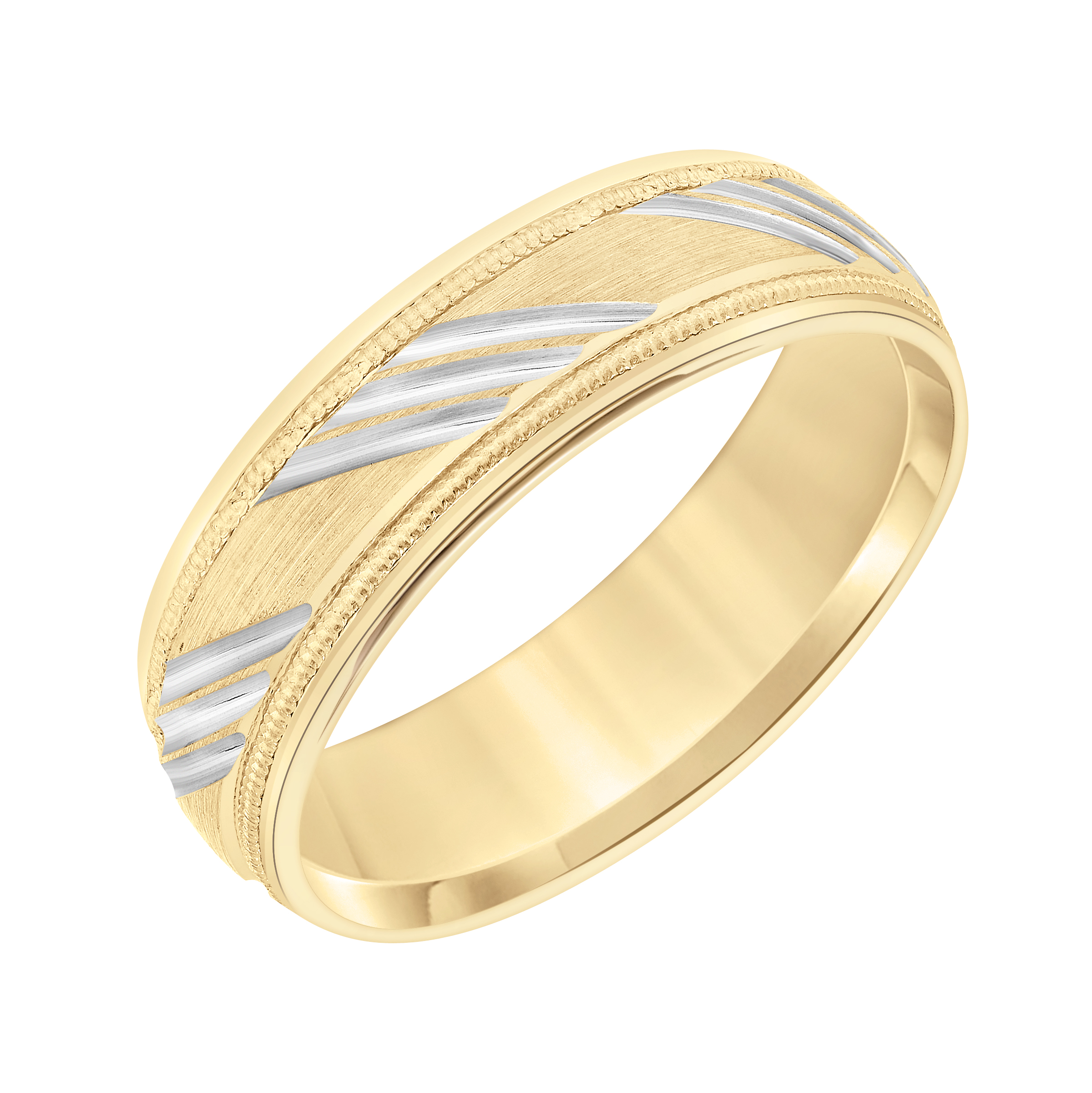 Low Dome Carved Stripe Milgrain Brushed Band (6.5mm)