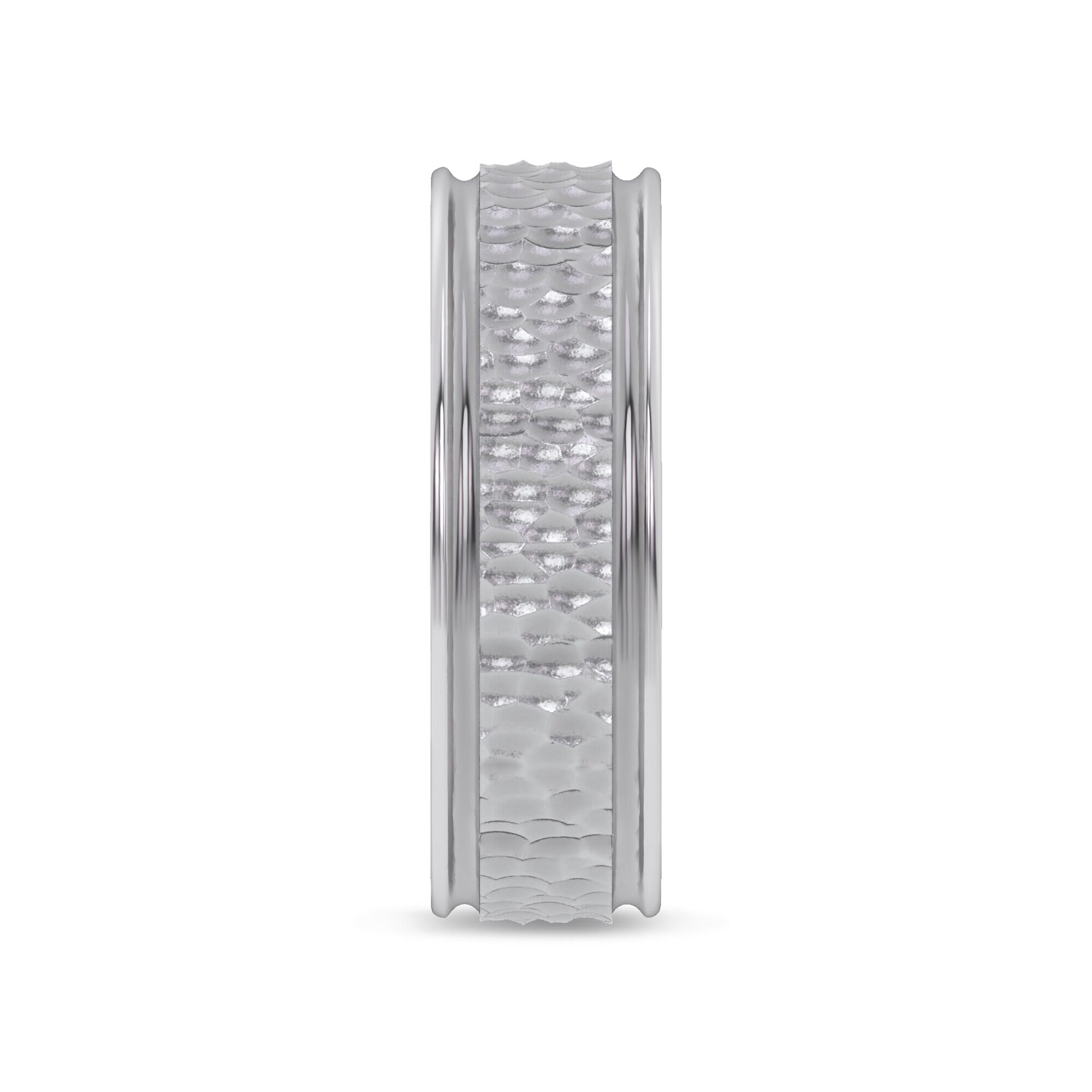 Brushed Hammered Center High-Polish Edge Band (7.1mm)