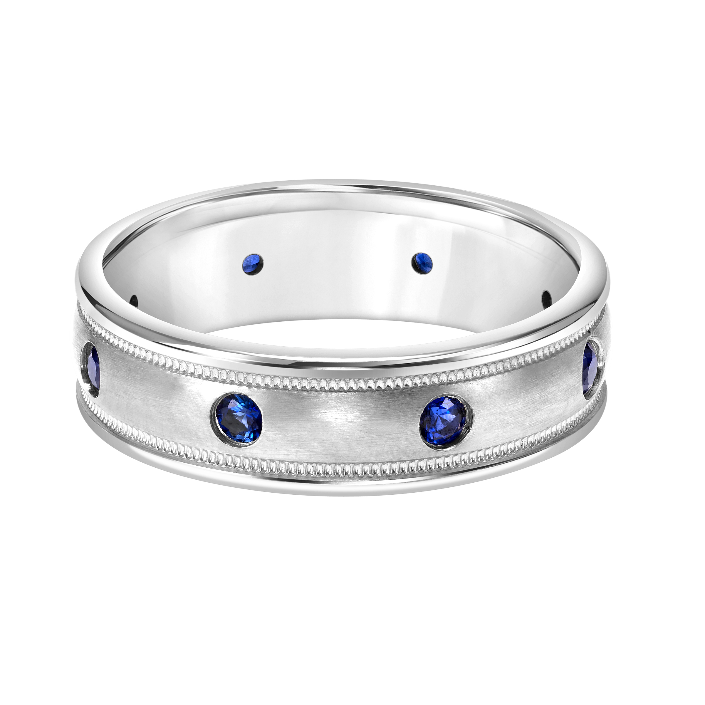 Sapphire Eternity Brushed Milgrain Band (6.5mm)