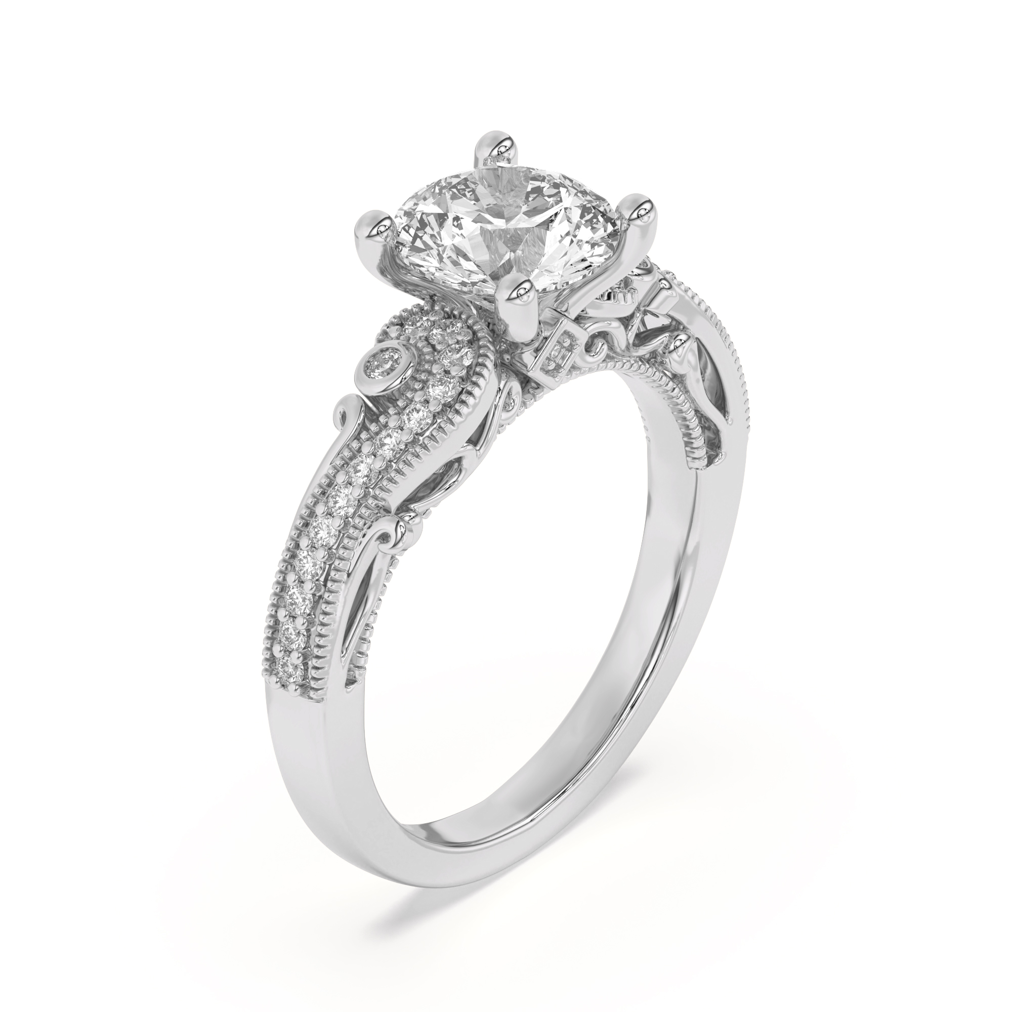 Oasis Filigree Pave Engagement Ring