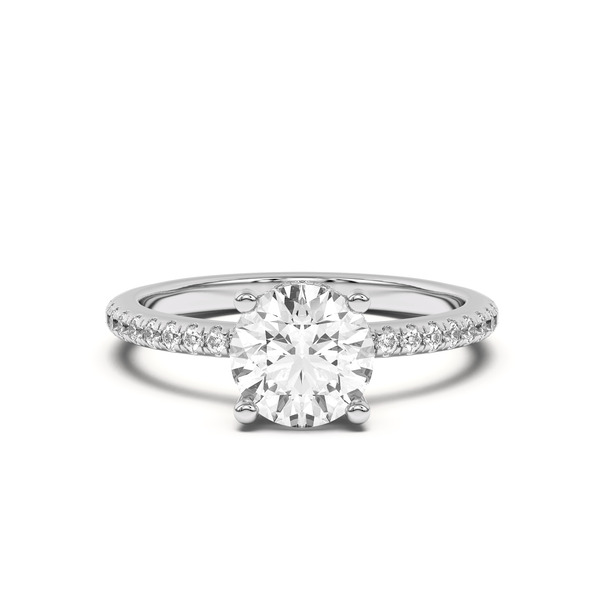 Marie Classic Hidden Halo Pave Engagement Ring