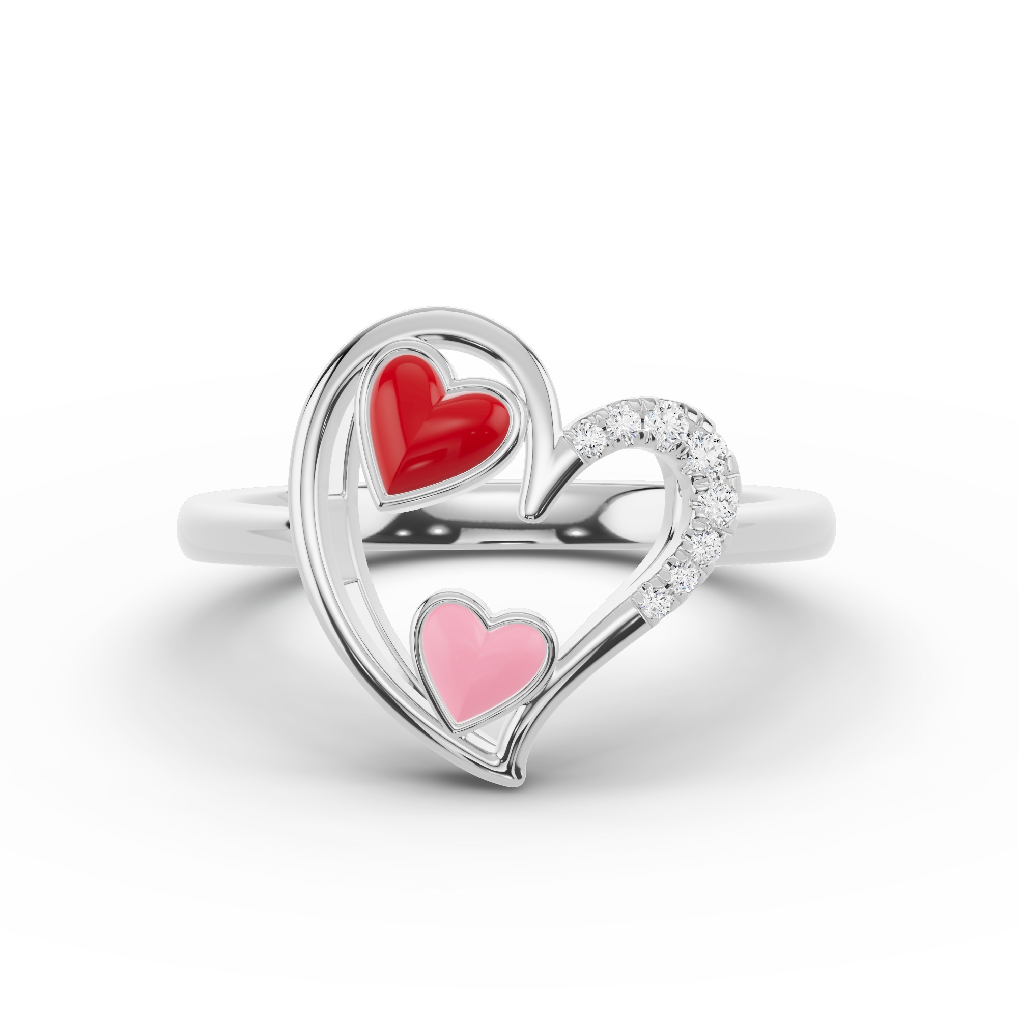Duet Pave Heart Ring