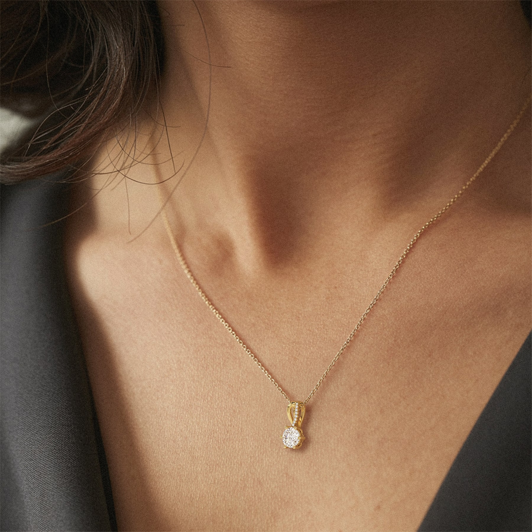 Amadea Split Bale Pavé Lab Diamond Necklace