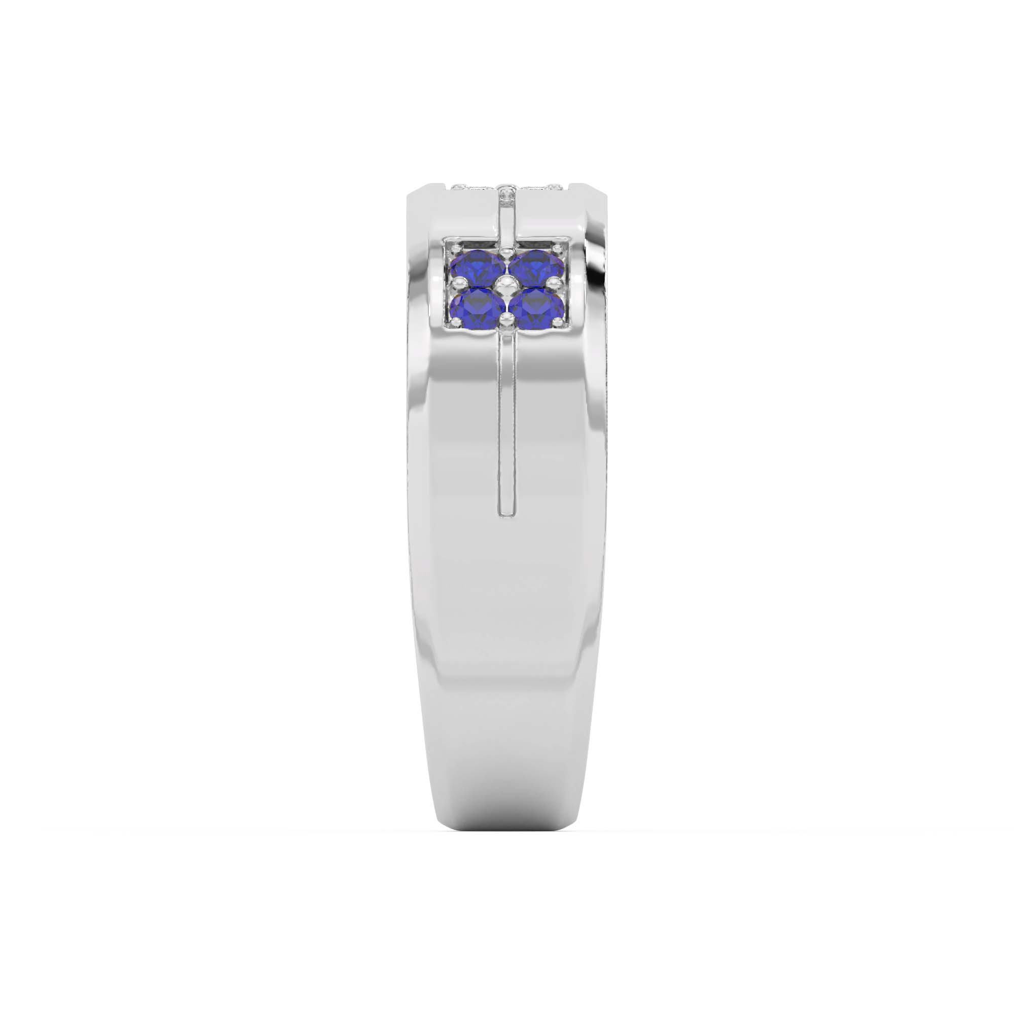 Quad Sapphire and Diamond Groove Band