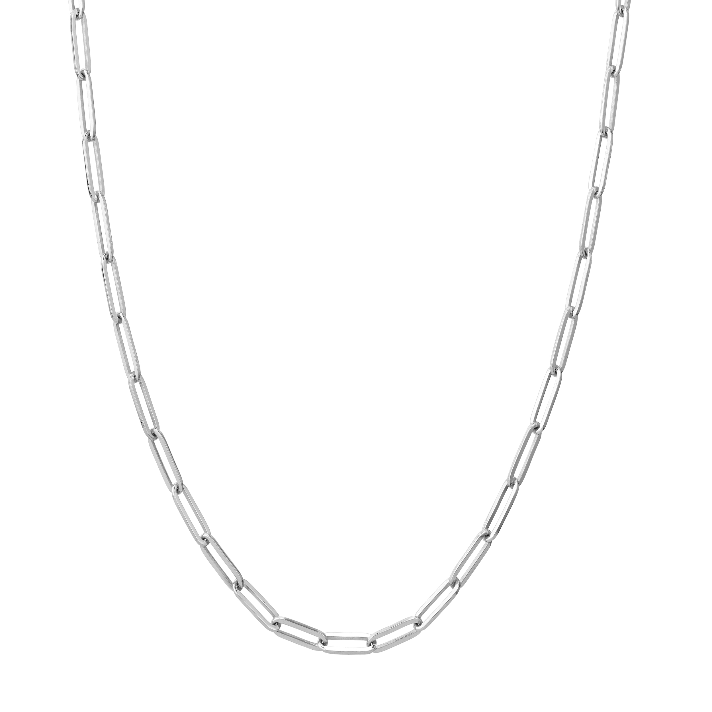 Elongated Link Silver Necklace