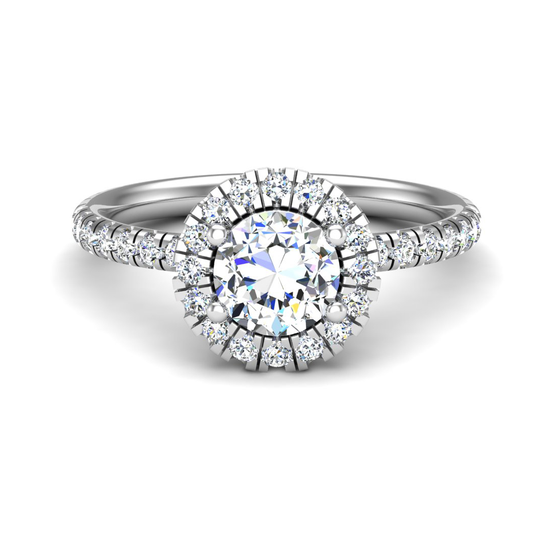 Chloe Single Row Halo Engagement Ring