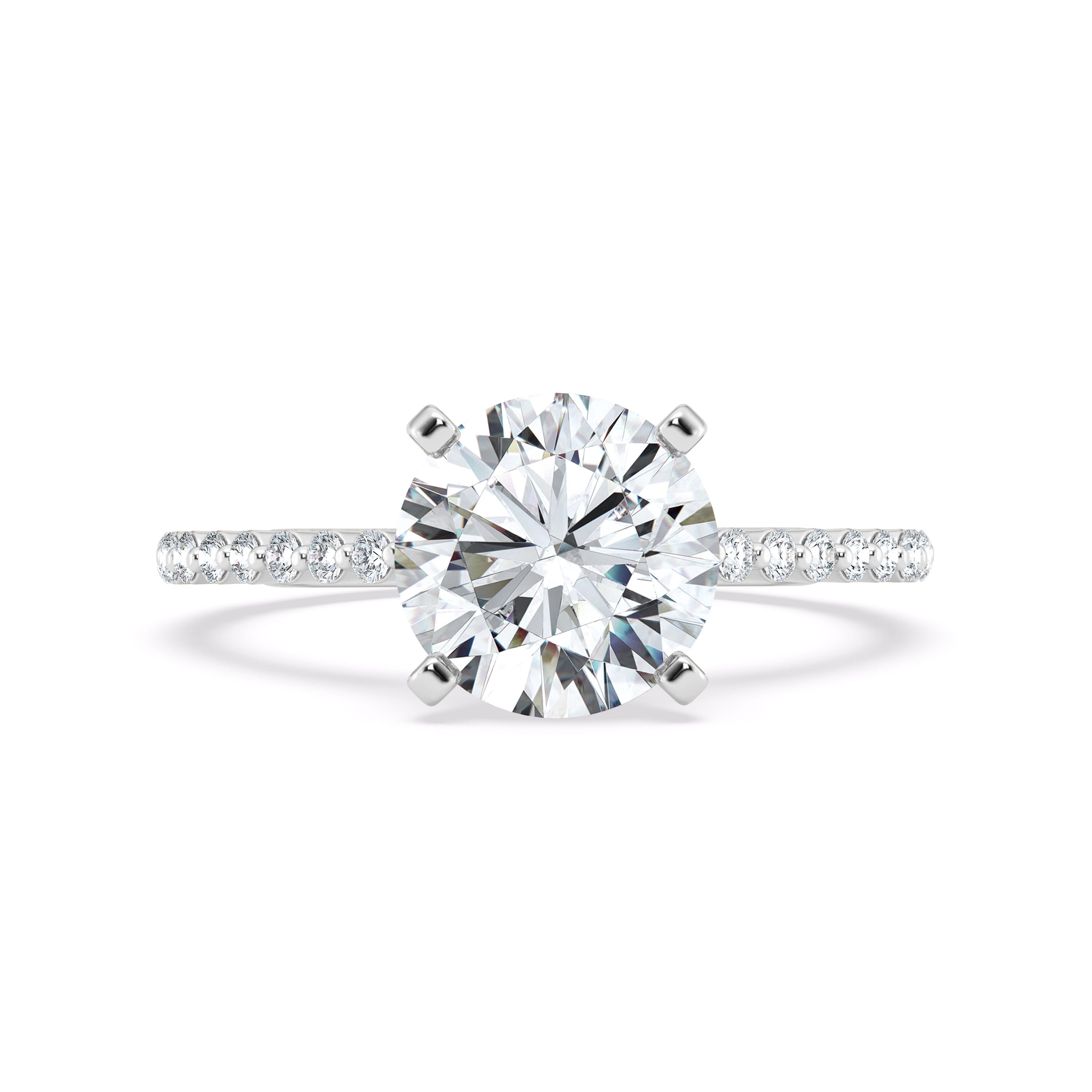 Signature Hearts and Arrows Shared Prong Hidden Halo Cathedral Engagement Ring (.35ct. tw.)