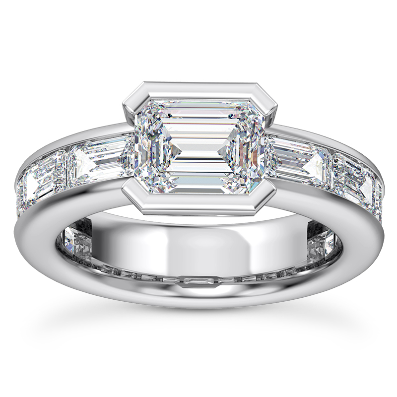 Hahn Emerald Channel Set Engagement Ring